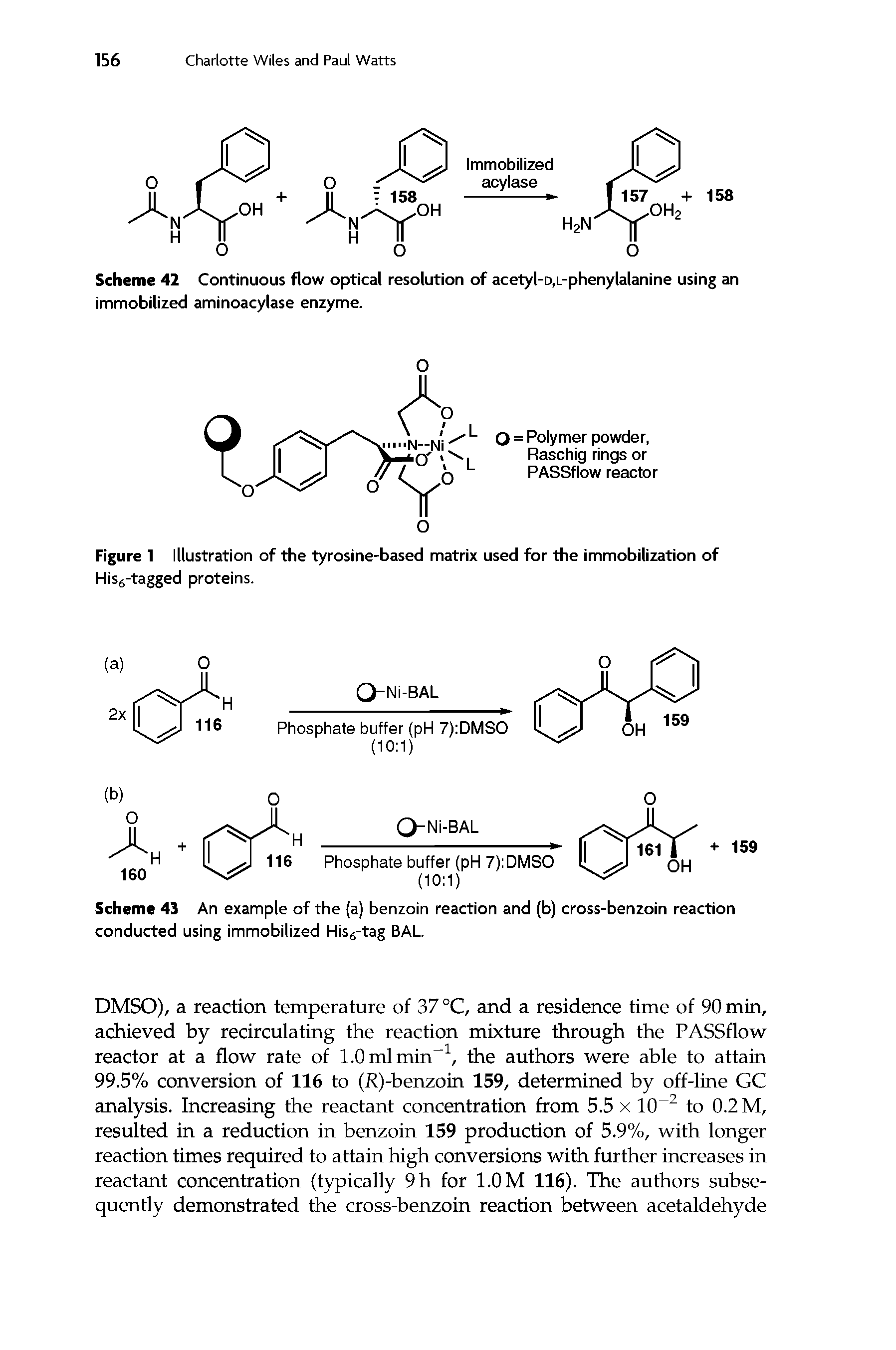 Scheme 42 Continuous flow optical resolution of acetyl-D,L-phenylalanine using an immobilized aminoacylase enzyme.