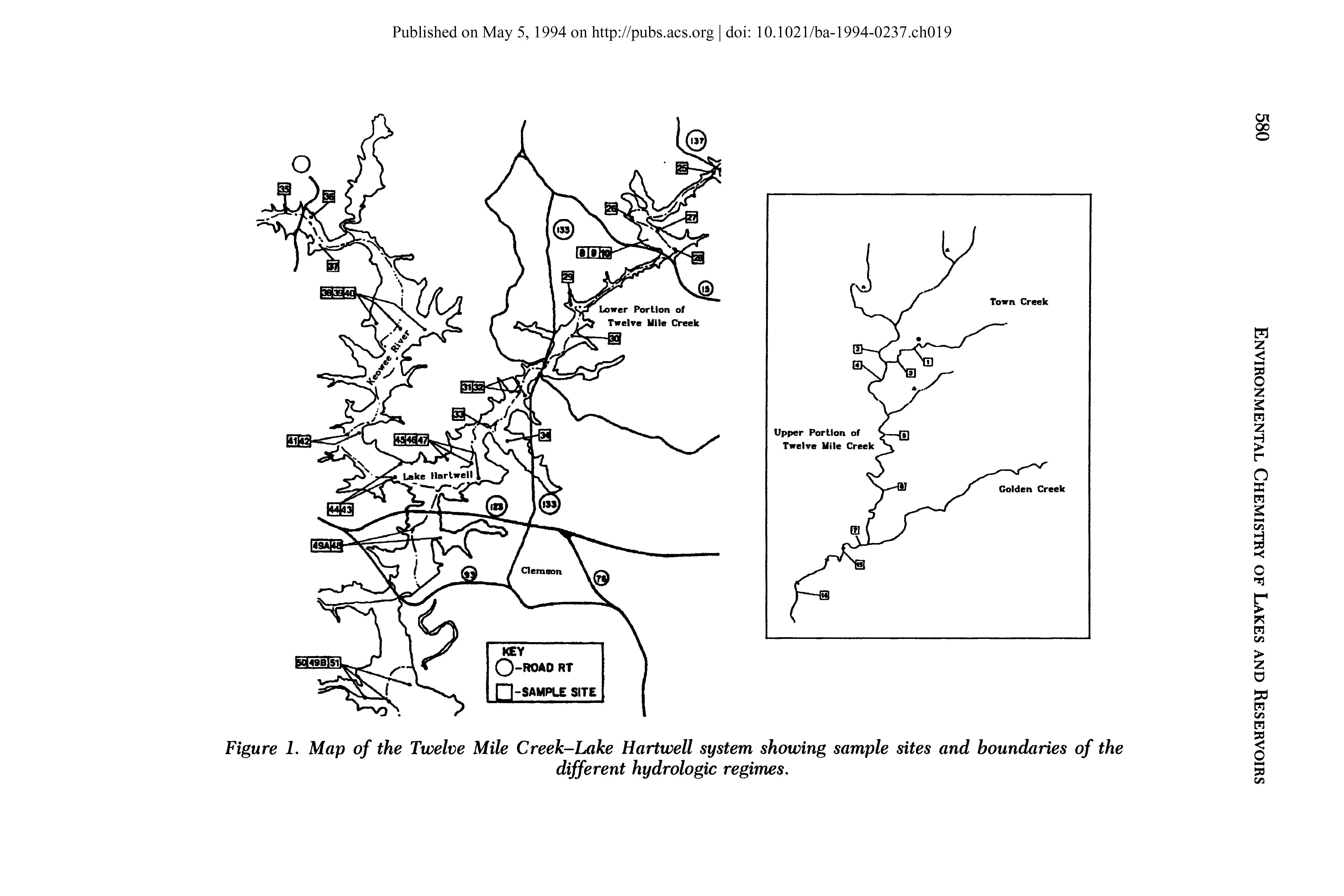 Figure 1. Map of the Twelve Mile Creek-Lake Hartwell system showing sample sites and boundaries of the...