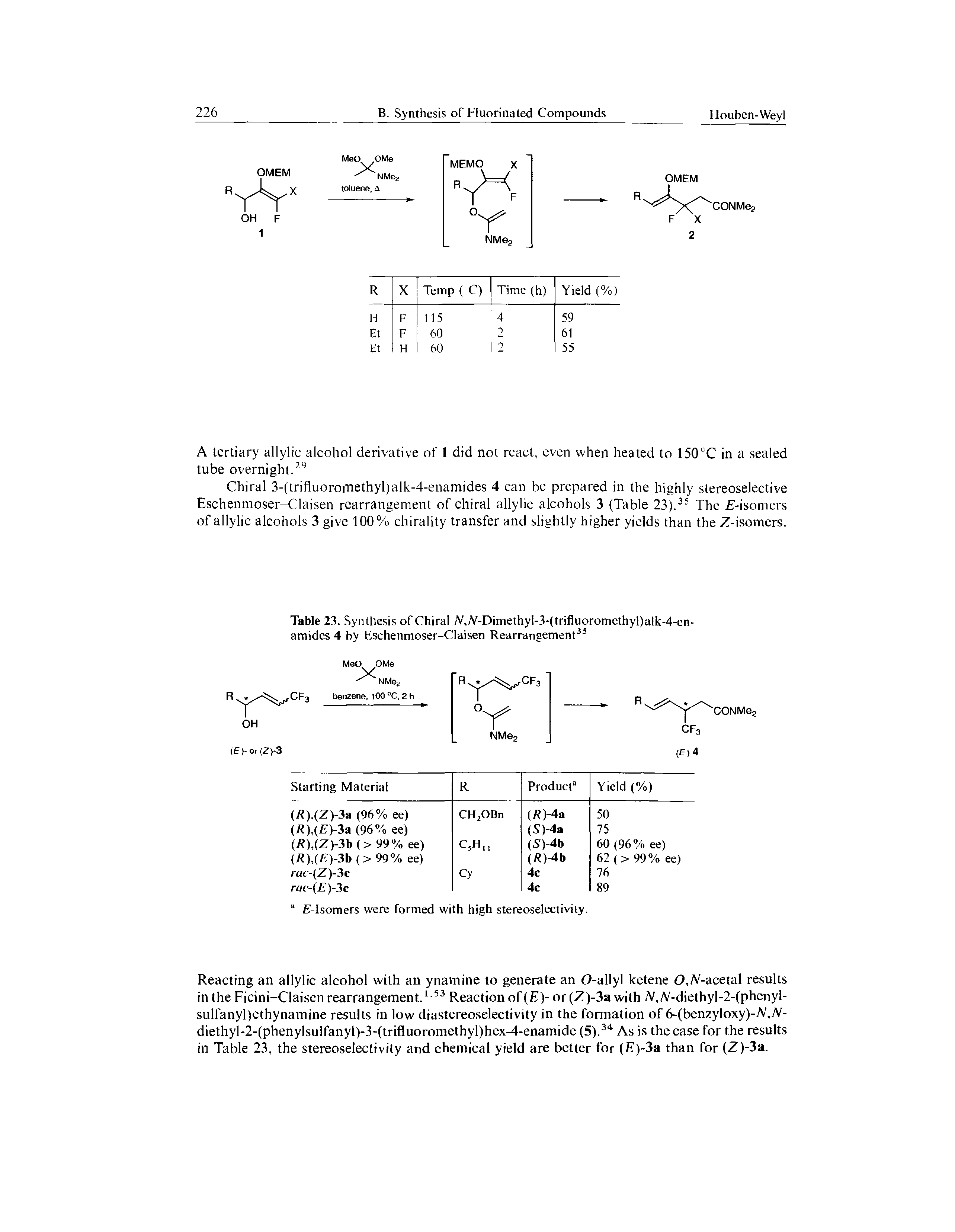 Table 23. Synthesis of Chiral /V,V-DimethyI-3-(trifluoromcthyl)alk-4-en-amidcs 4 by Eschenmoser-Claisen Rearrangement35...