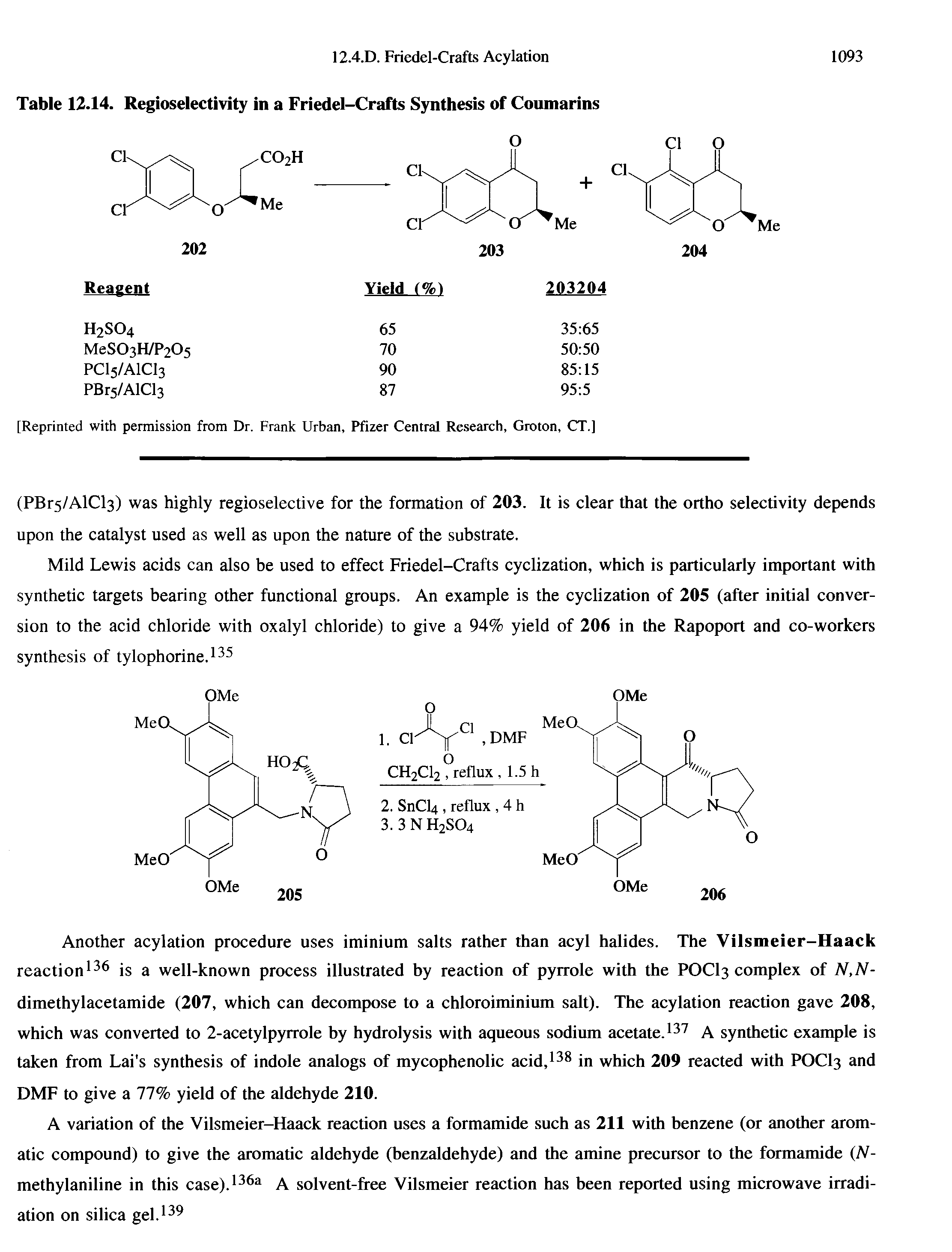 Table 12.14. Regioselectivity in a Friedel-Crafts Synthesis of Coumarins...