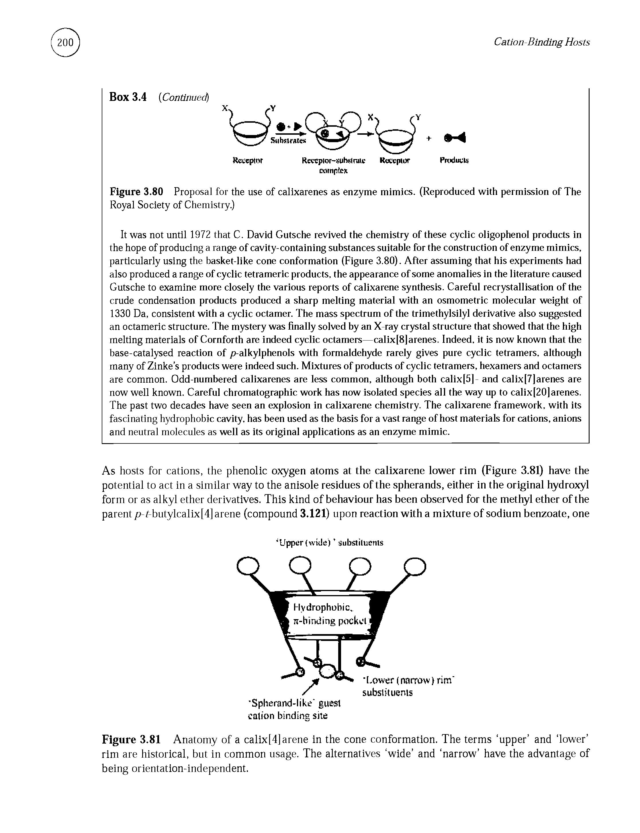 Figure 3.80 Proposal for the use of calixarenes as enzyme mimics. (Reproduced with permission of The Royal Society of Chemistry.)...