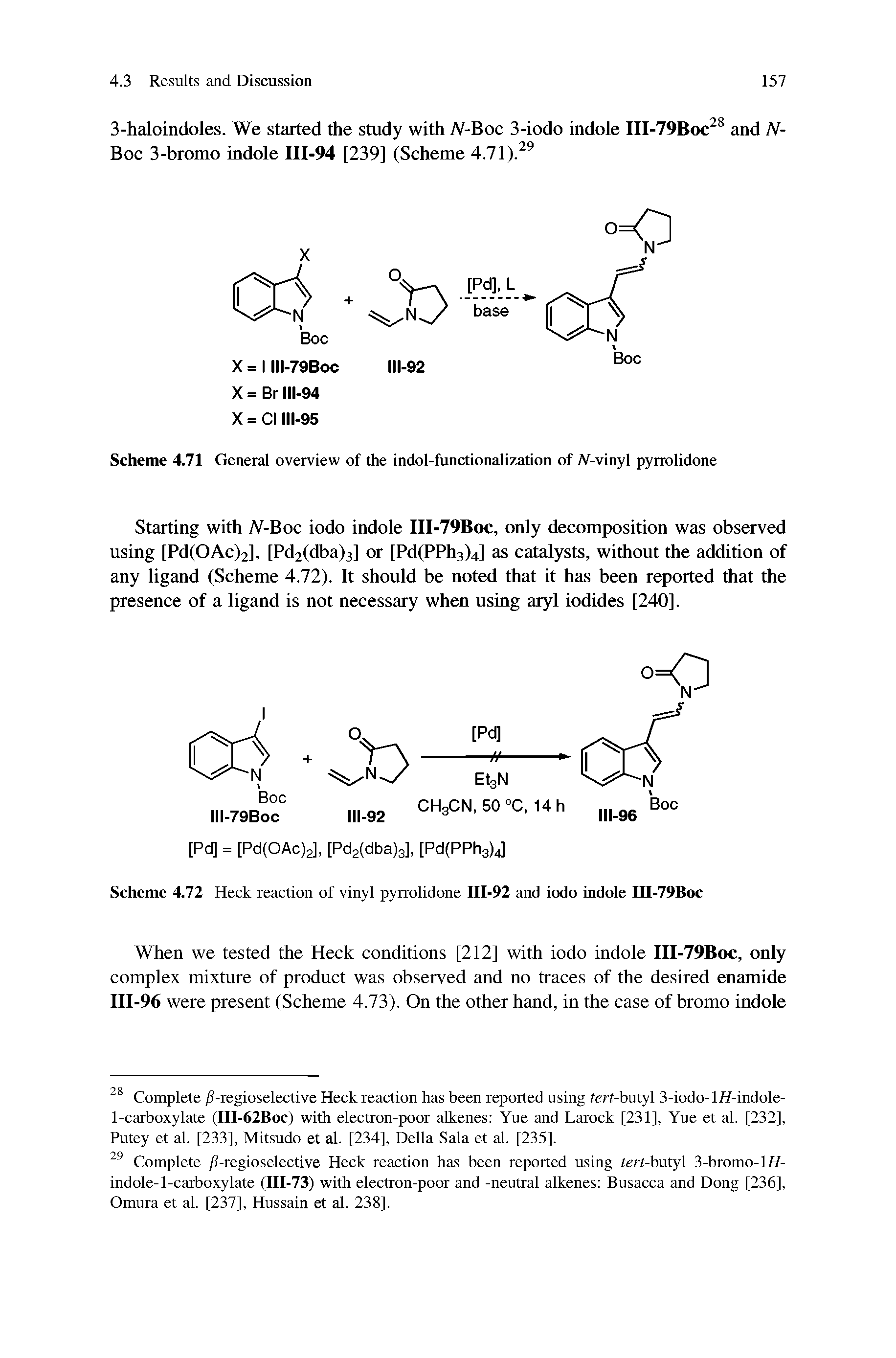 Scheme 4.71 General overview of the indol-functionalization of iV-vinyl pyrrolidone...