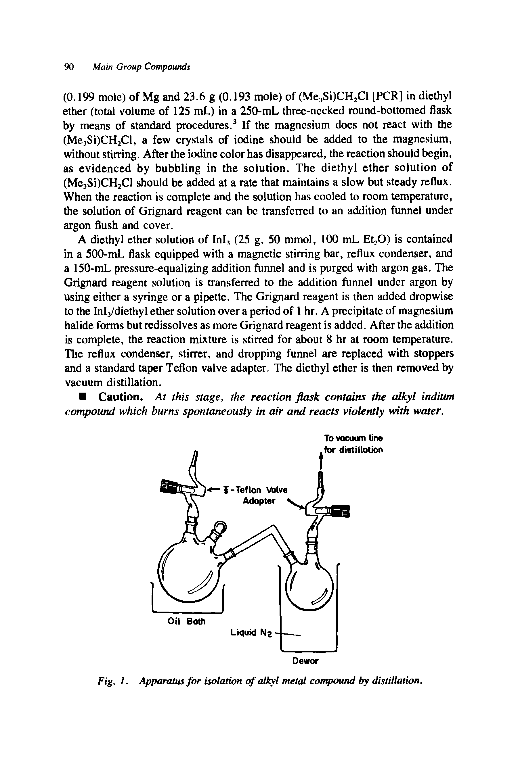 Fig. I. Apparatus for isolation of alkyl metal compound by distillation.