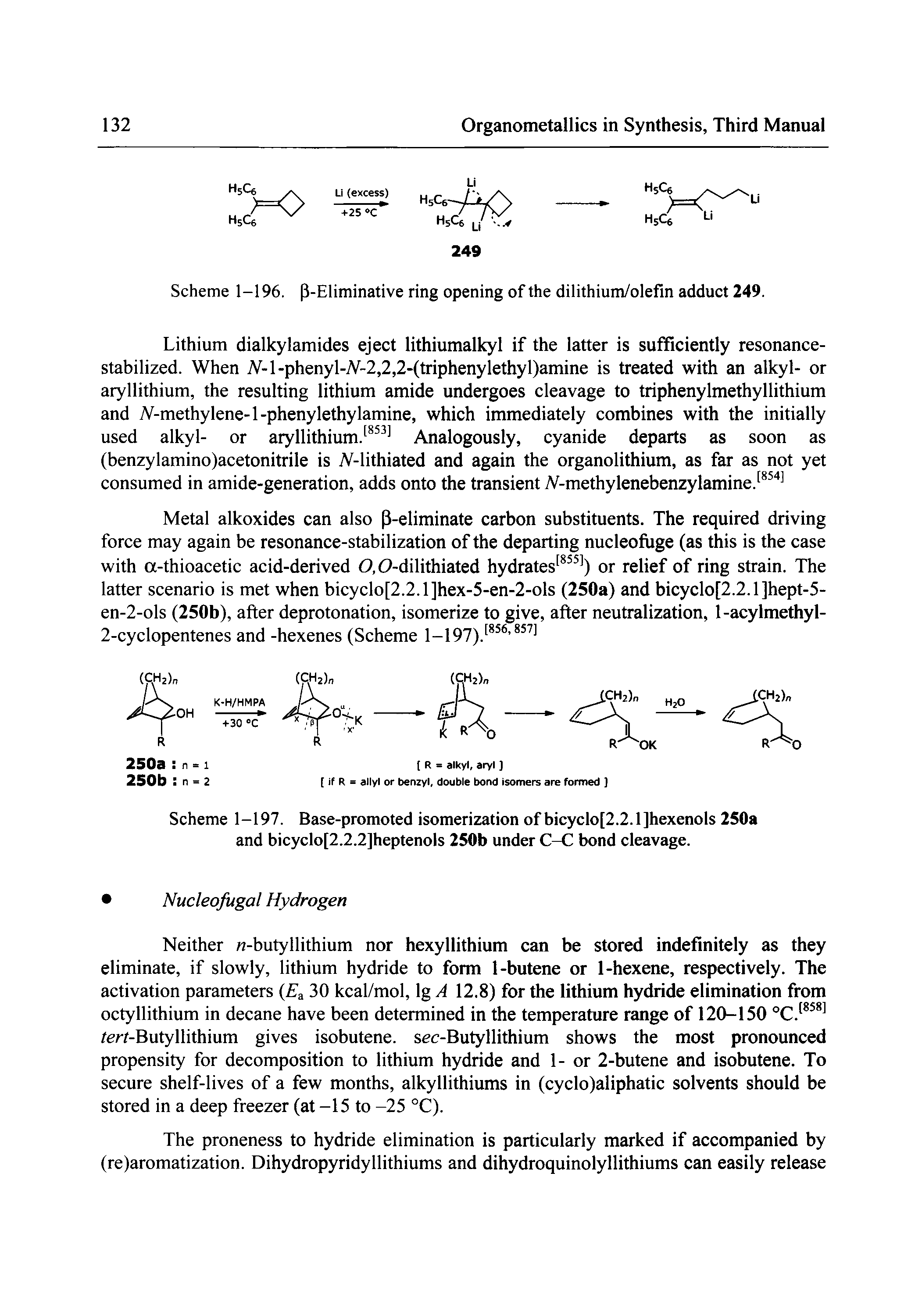 Scheme 1-197. Base-promoted isomerization of bicyclo[2.2.1]hexenols 2S0a and bicyclo[2.2.2]heptenols 250b under C-C bond cleavage.