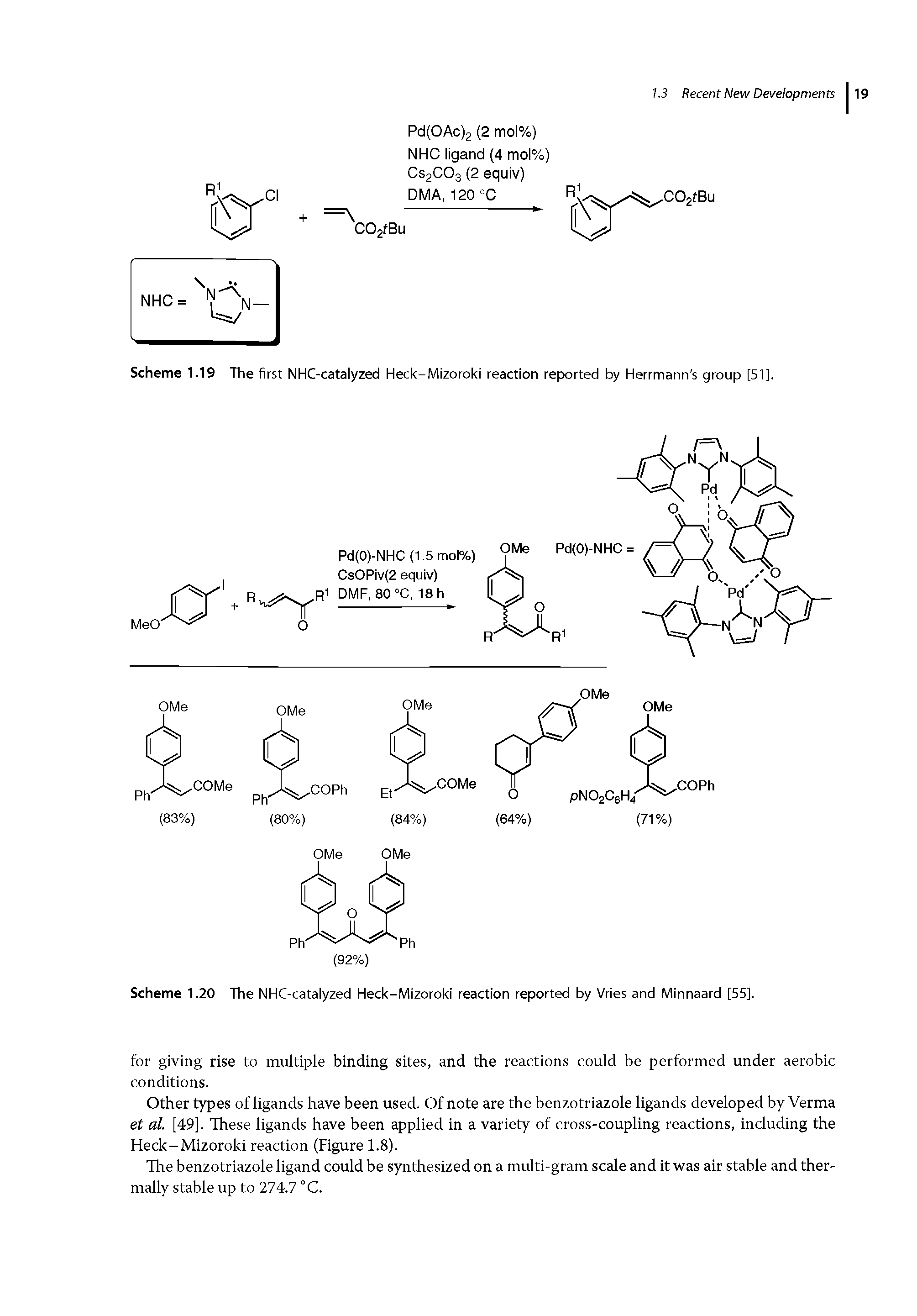 Scheme 1.19 The first NHC-catalyzed Heck-Mizoroki reaction reported by Herrmann s group [51].