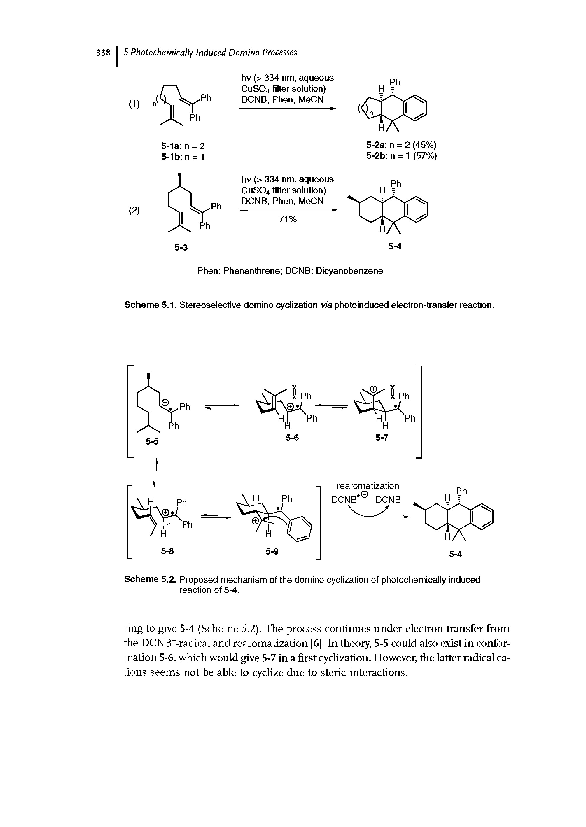 Scheme 5.2. Proposed mechanism of the domino cyclization of photochemically induced reaction of 5-4.