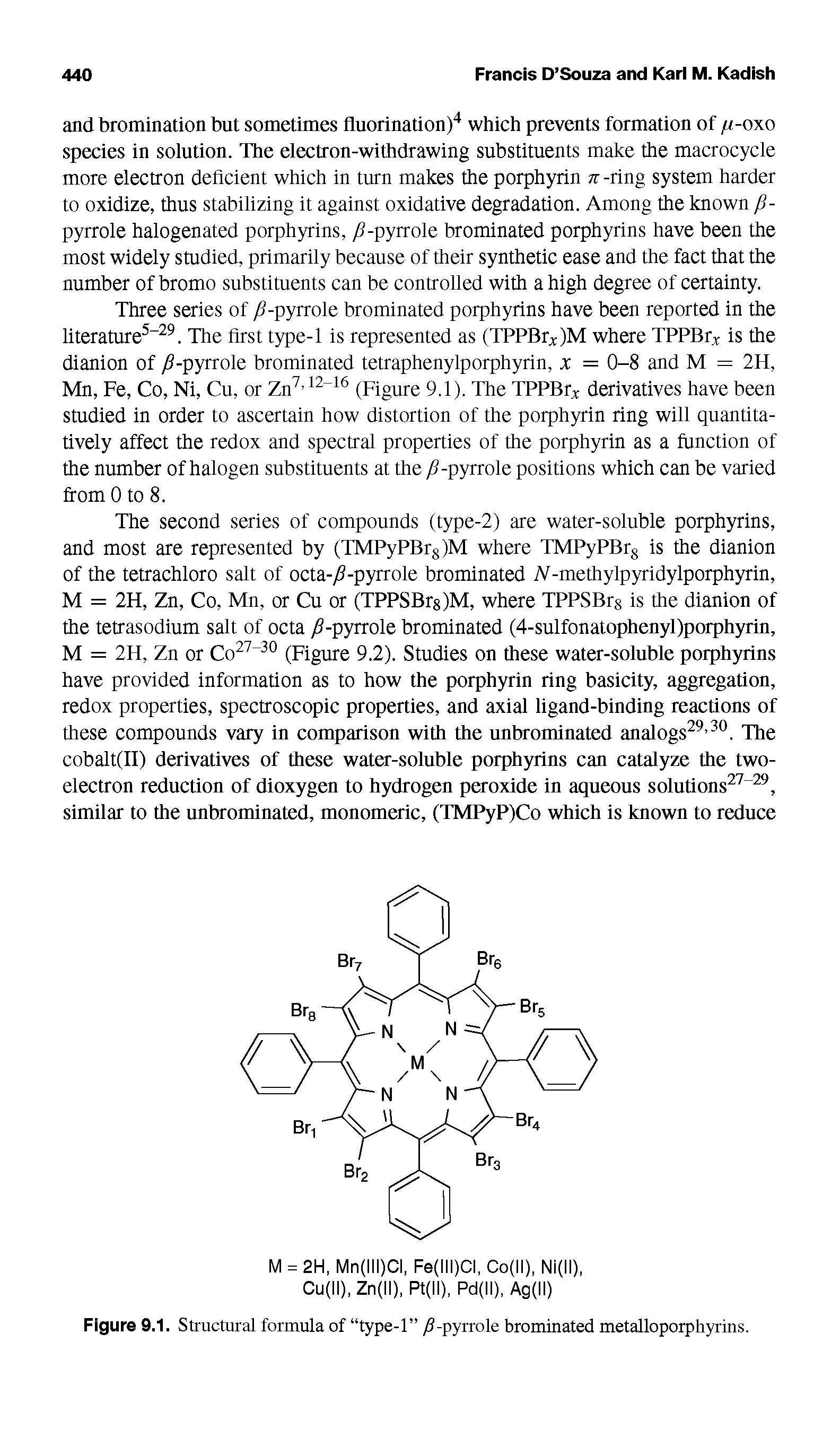 Figure 9.1. Structural formula of type-1 yS-pyrrole brominated metalloporphyrins...