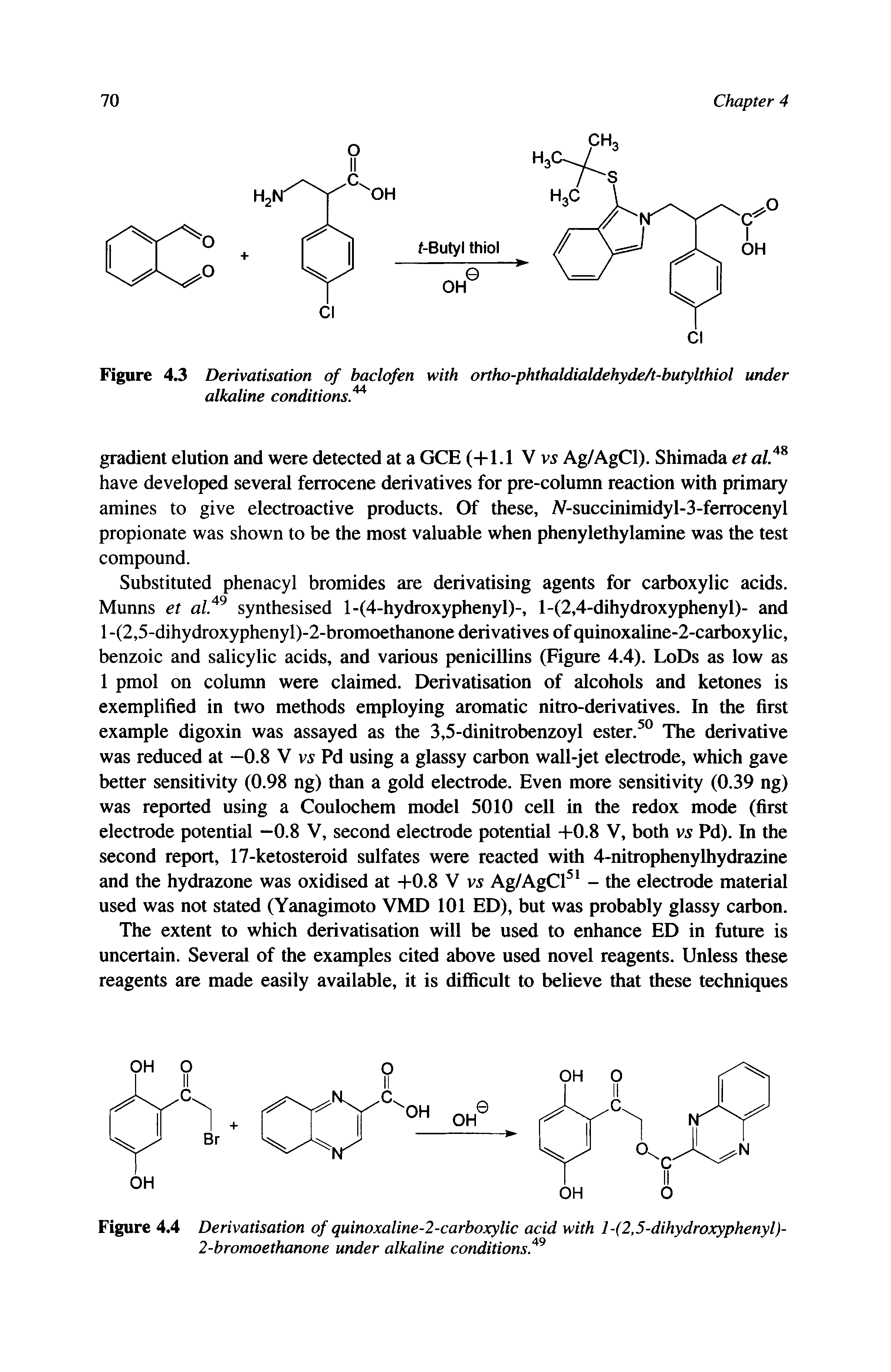 Figure 43 Derivatisation of baclofen with ortho-phthaldialdehyde/t-butylthiol under alkaline conditions. ...