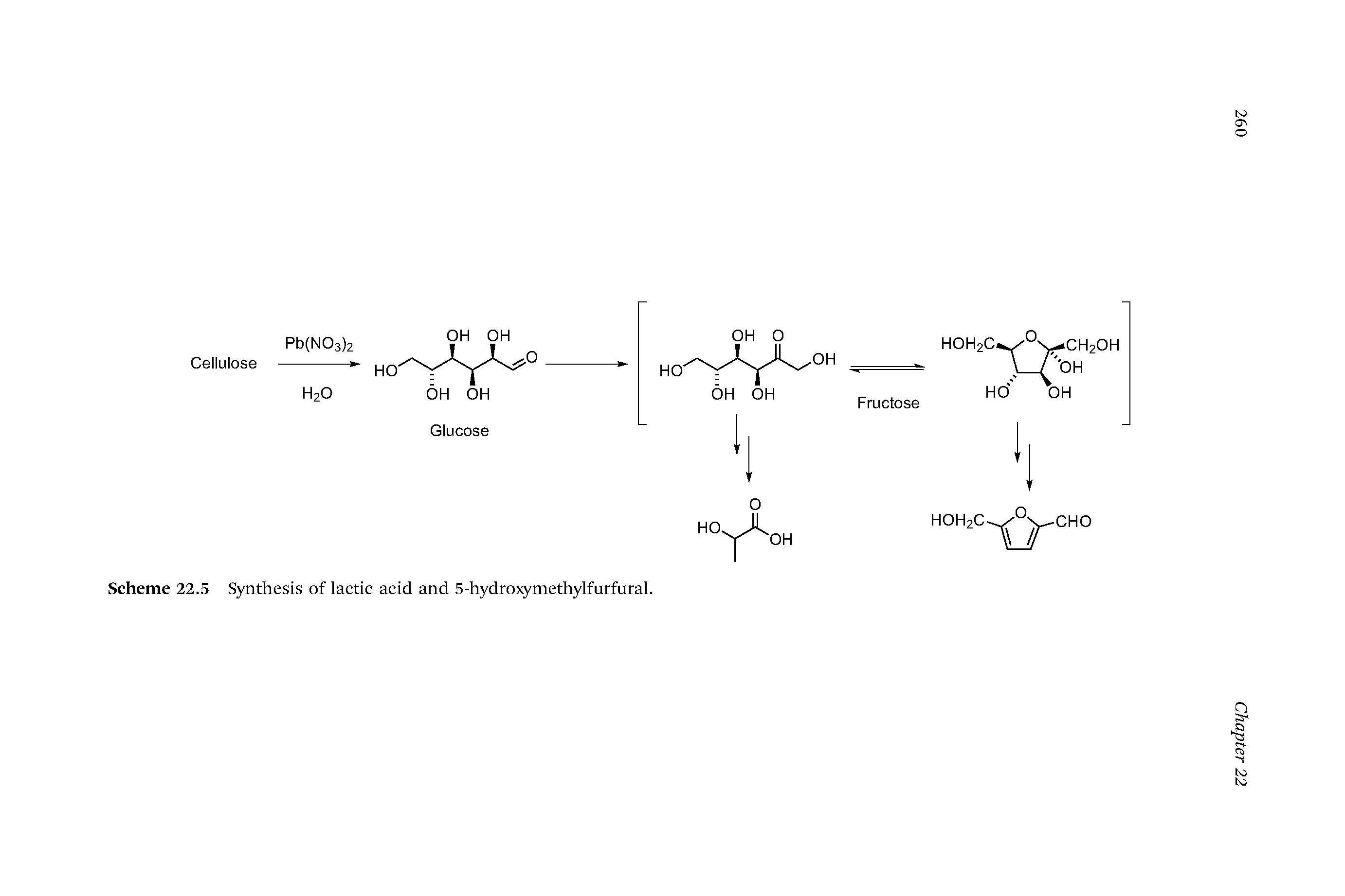 Scheme 22.5 Synthesis of lactic acid and 5-hydro5 methylfurfural.