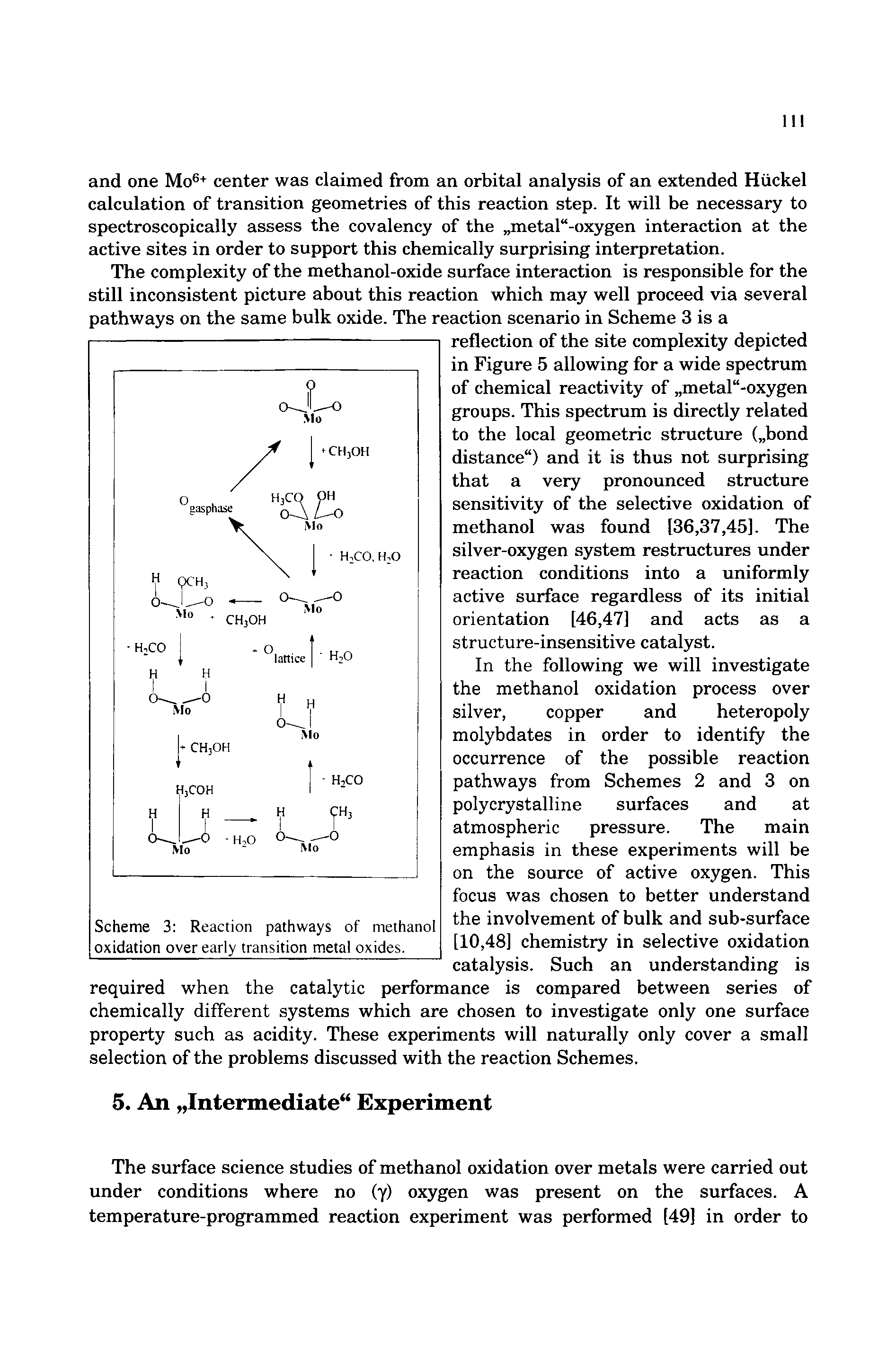 Scheme 3 Reaction pathways of methanol oxidation over early transition metal oxides.