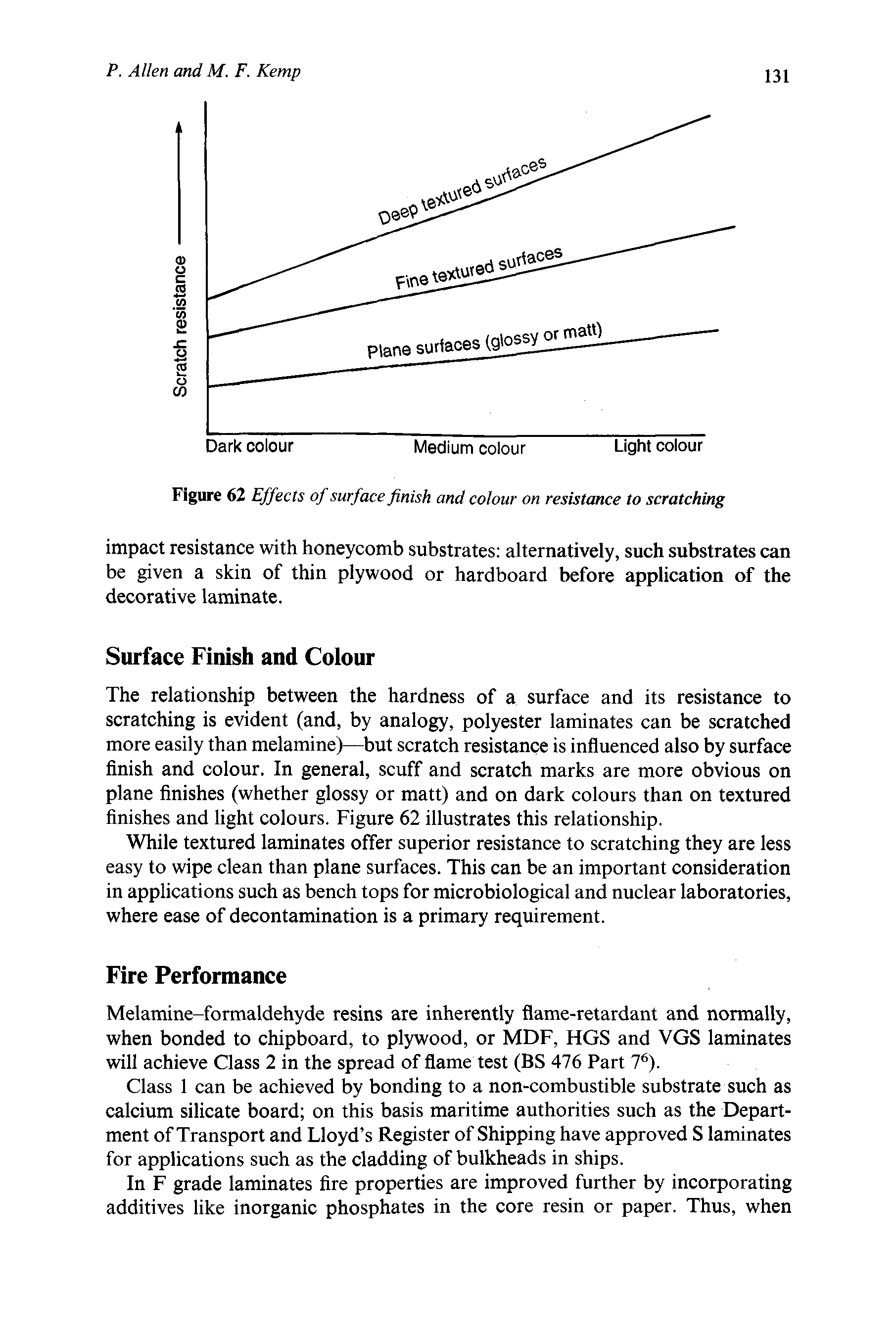 Figure 62 Effects of surface finish and colour on resistance to scratching...