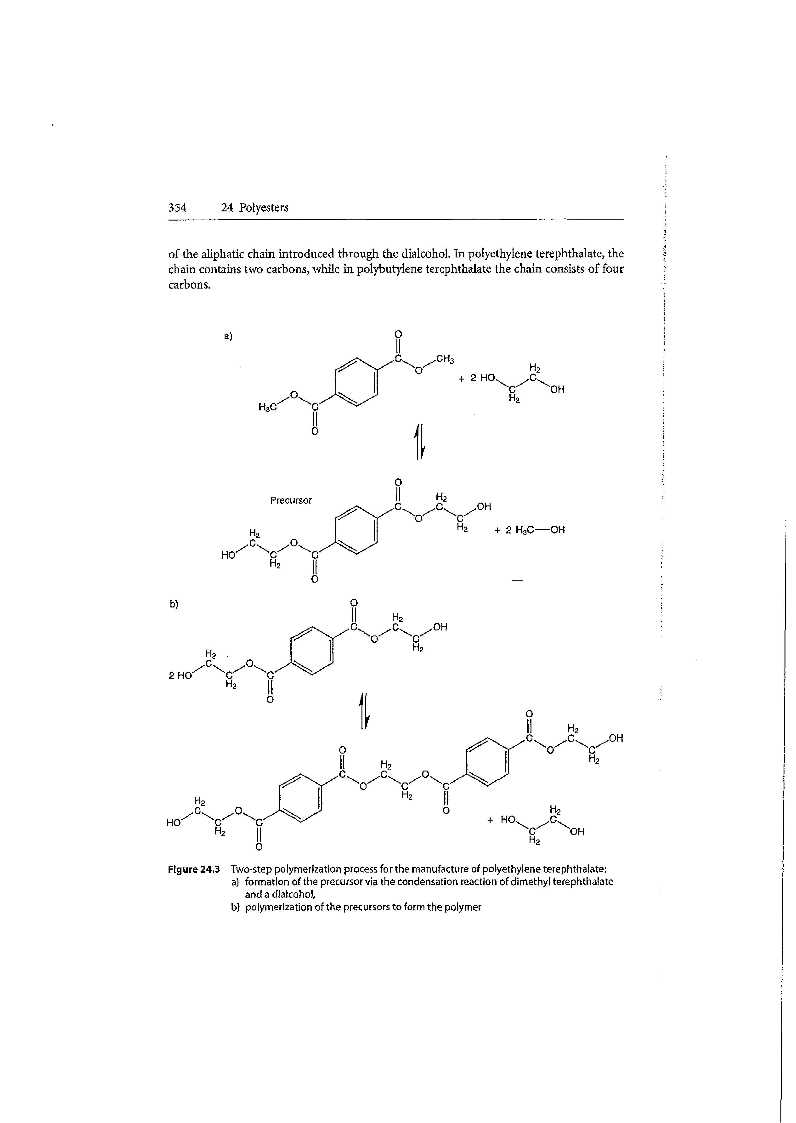 Figure 24.3 Two-step polymerization process for the manufacture of polyethylene terephthalate ...