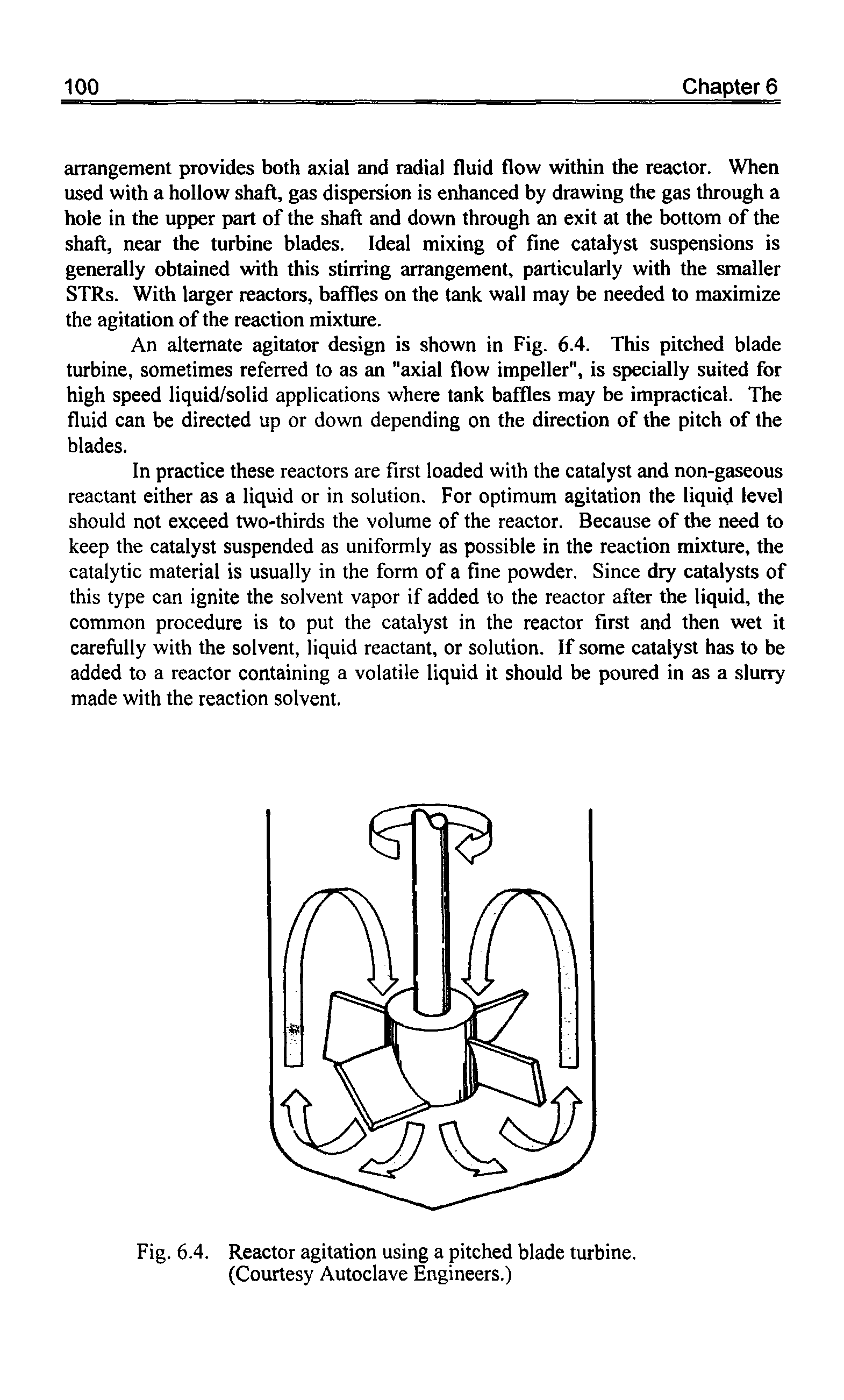 Fig. 6.4. Reactor agitation using a pitched blade turbine. (Courtesy Autoclave Engineers.)...