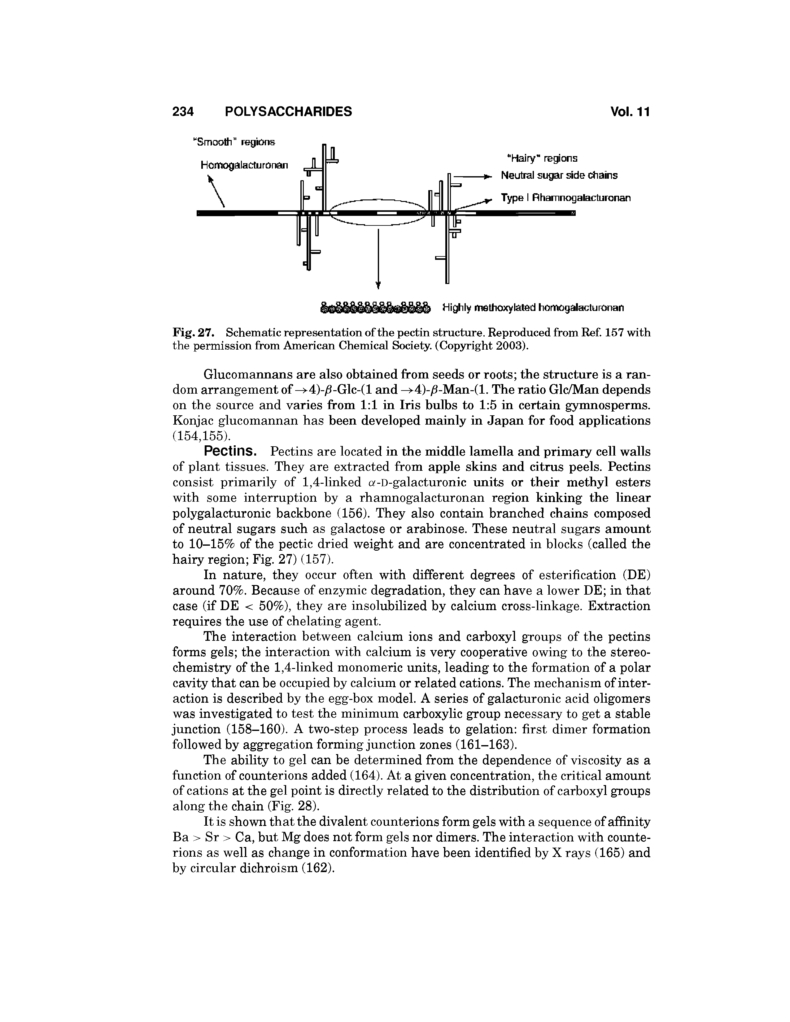 Fig. 27. Schematic representation of the pectin structure. Reproduced from Ref. 157 with the permission from American Chemical Sodety. (Copyright 2003).