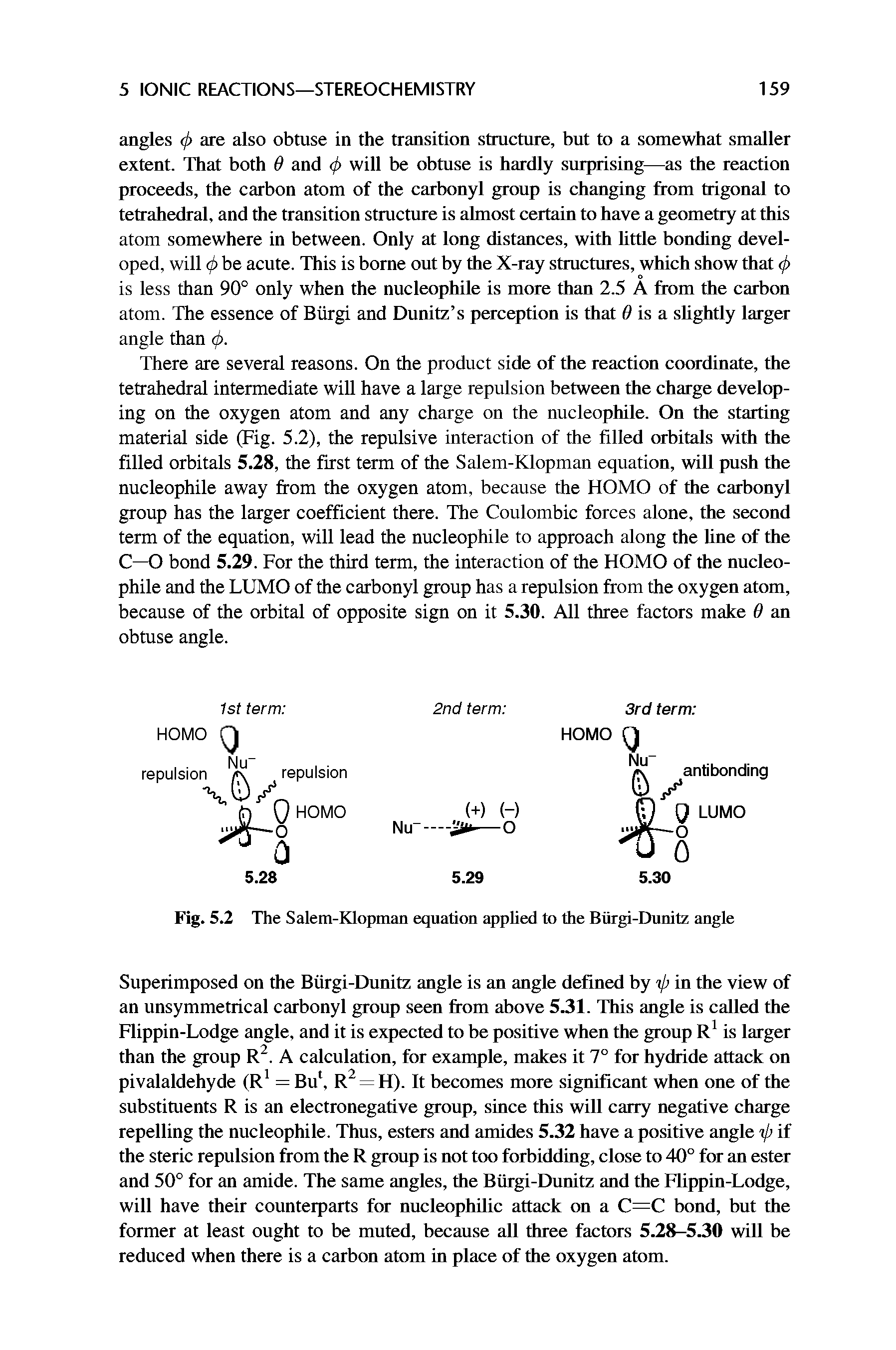 Fig. 5.2 The Salem-Klopman equation applied to the Biirgi-Dunitz angle...