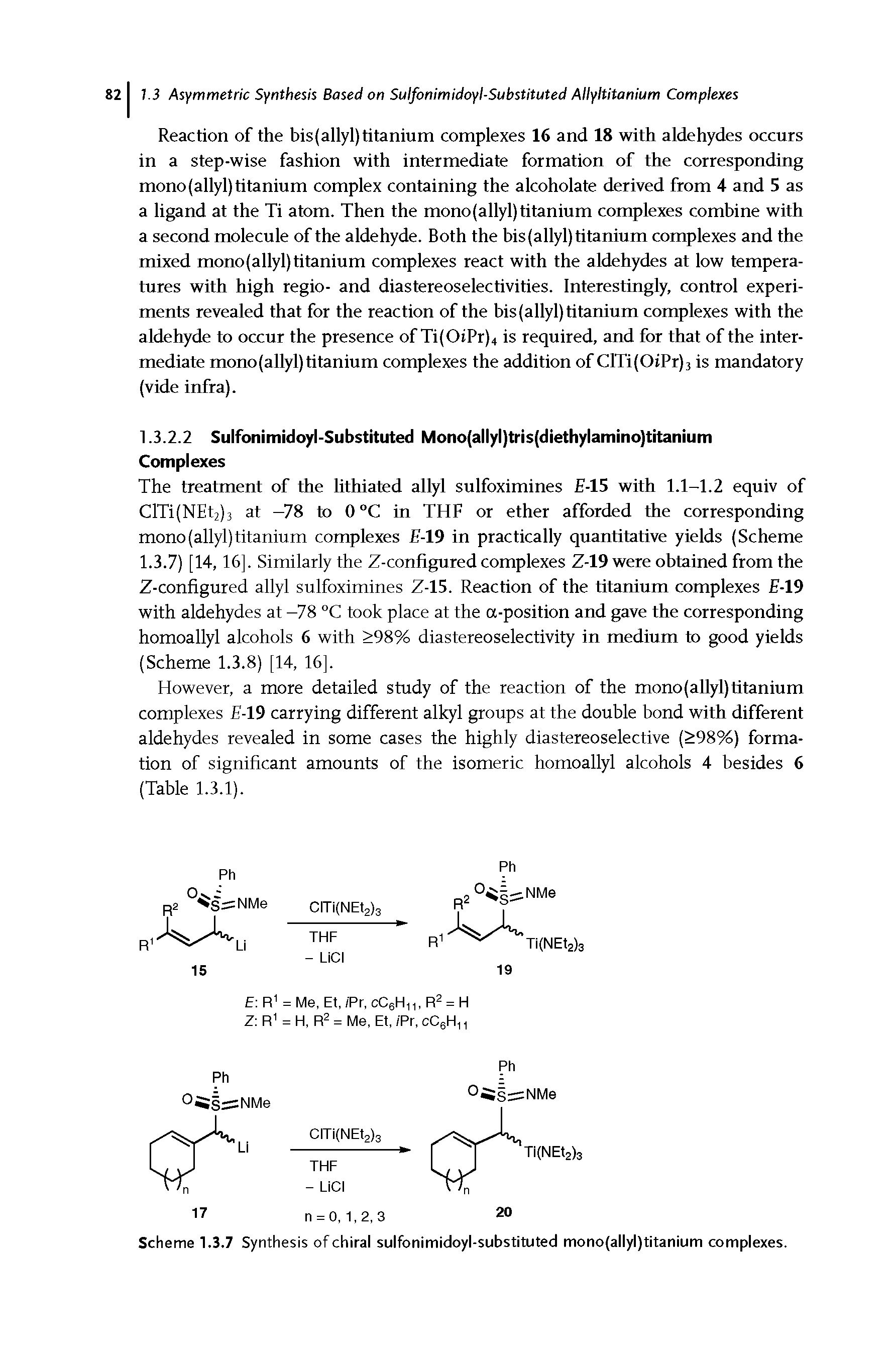 Scheme 1.3.7 Synthesis of chiral sulfonimidoyl-substituted mono(allyl)titanium complexes.