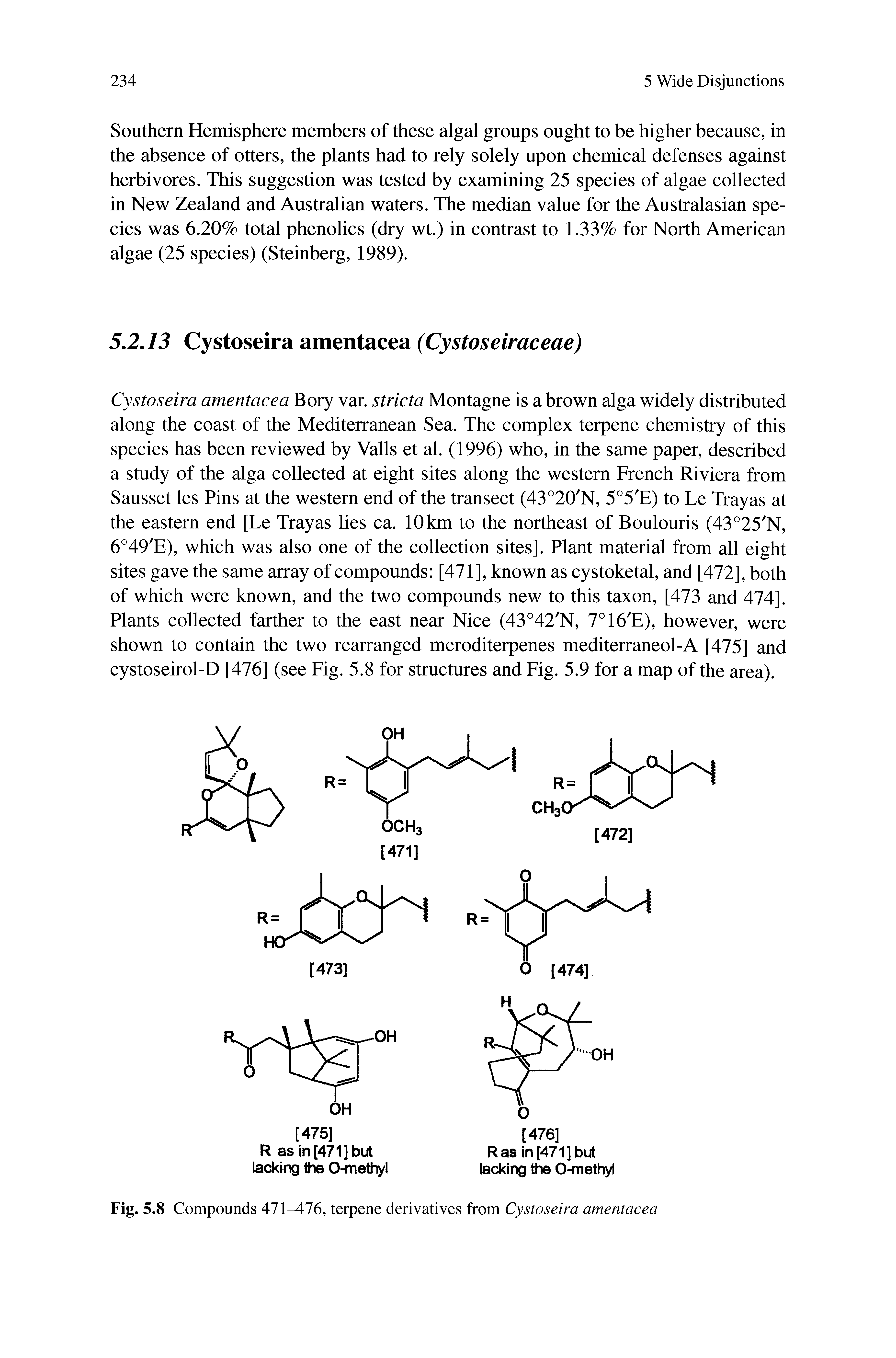 Fig. 5.8 Compounds 471-476, terpene derivatives from Cystoseira amentacea...