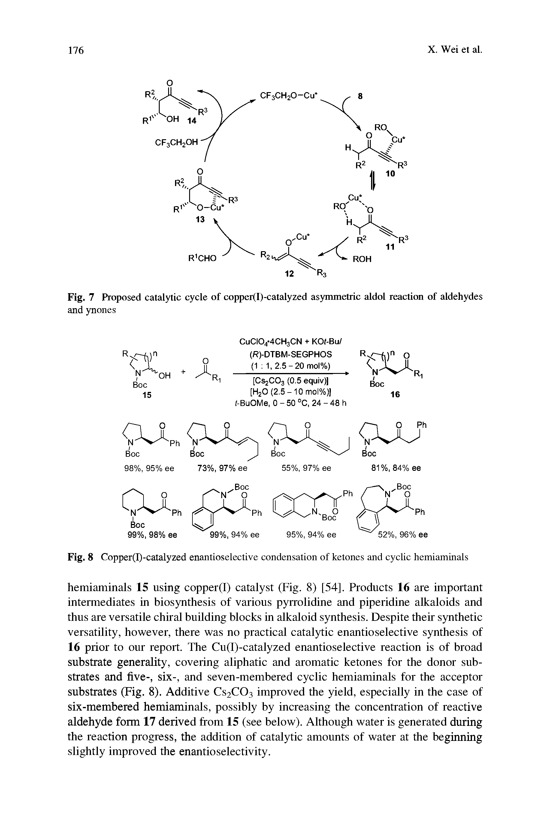 Fig. 8 Copper(I)-catalyzed enantioselective condensation of ketones and cyclic hemiaminals...