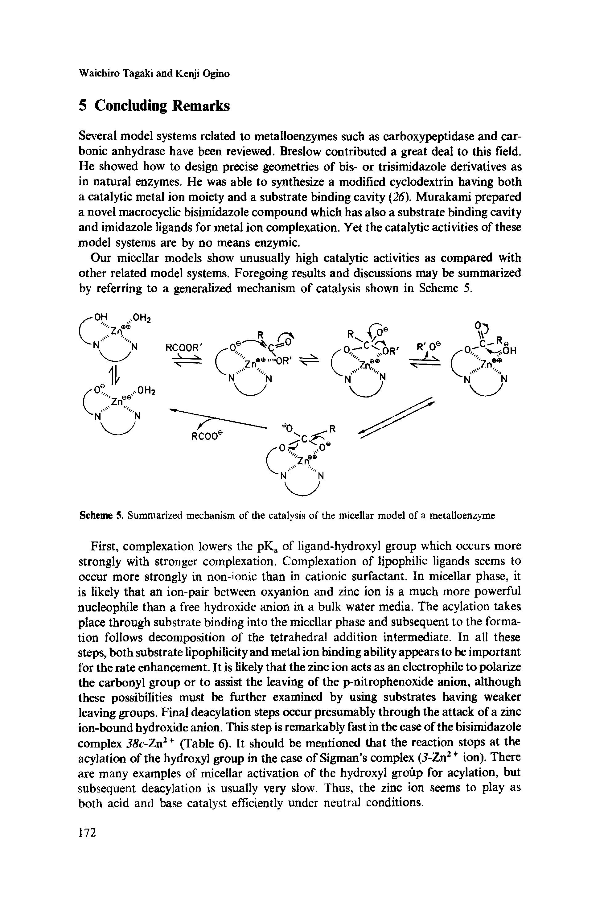 Scheme 5. Summarized mechanism of the catalysis of the micellar model of a metalloenzyme...