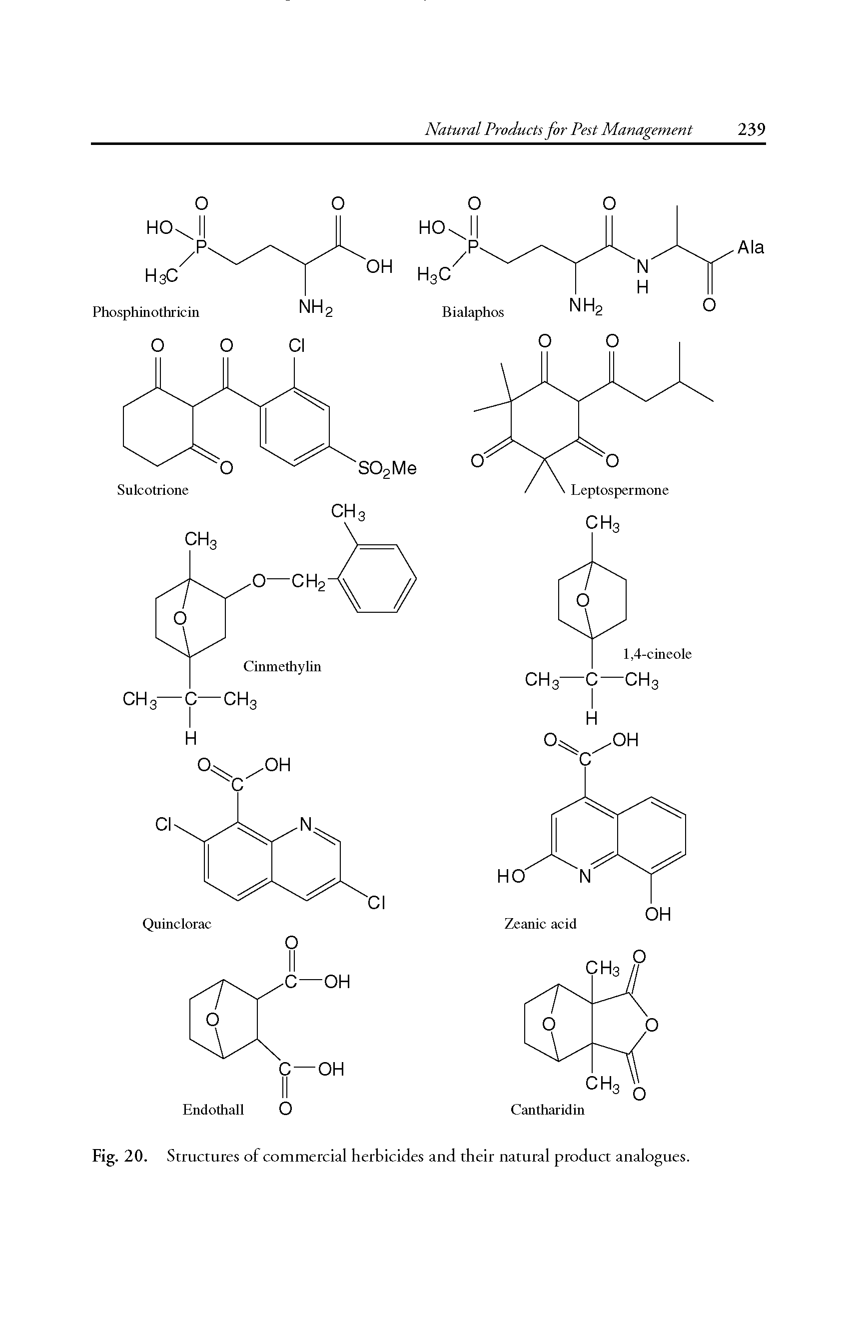 Fig. 20. Structures of commercial herbicides and their natural product analogues.