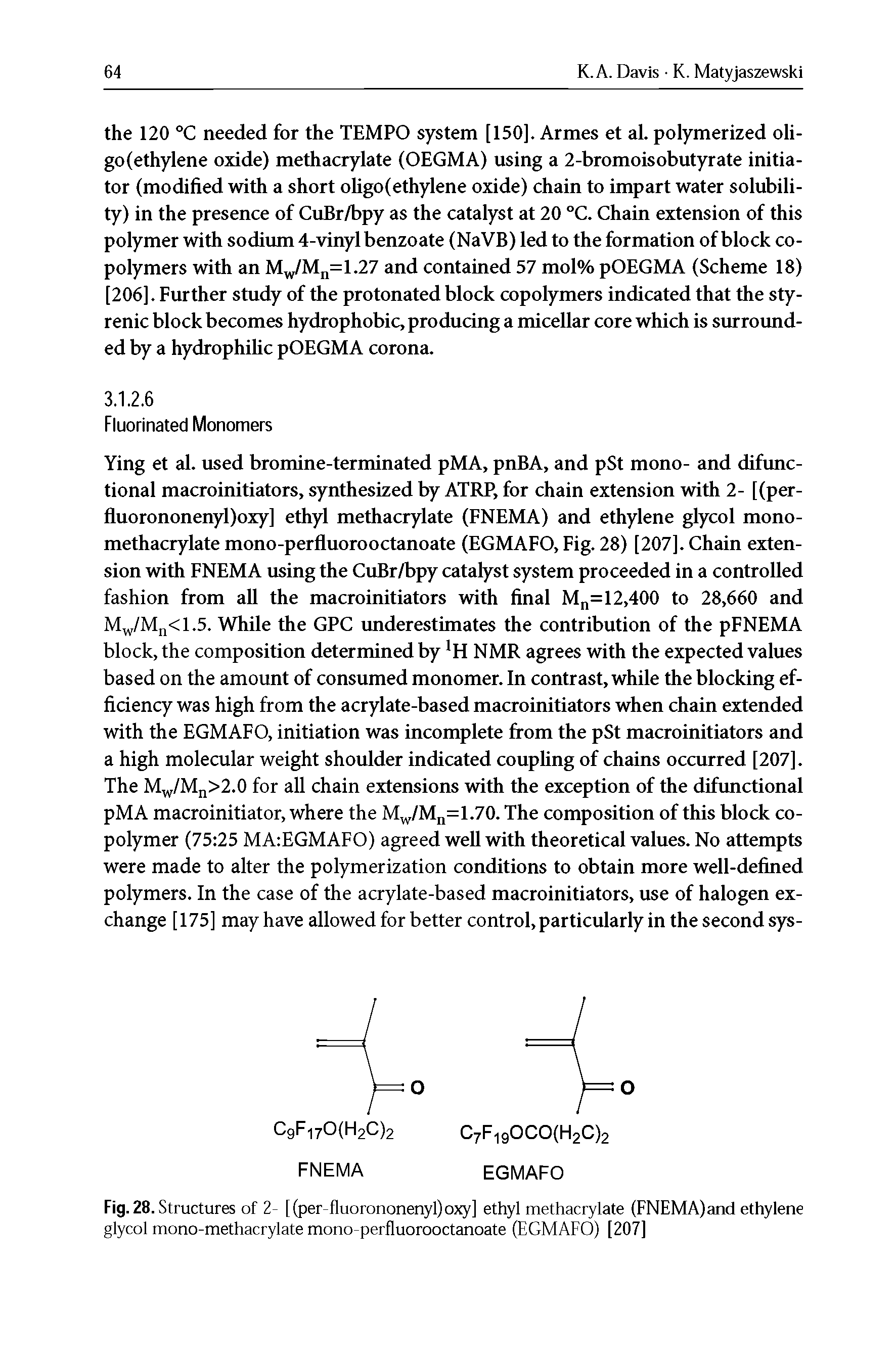 Fig. 28. Structures of 2- [(per-fluorononenyl)oxy] ethyl methacrylate (FNEMA)and ethylene glycol mono-methacrylate mono-perfluorooctanoate (EGMAFO) [207]...