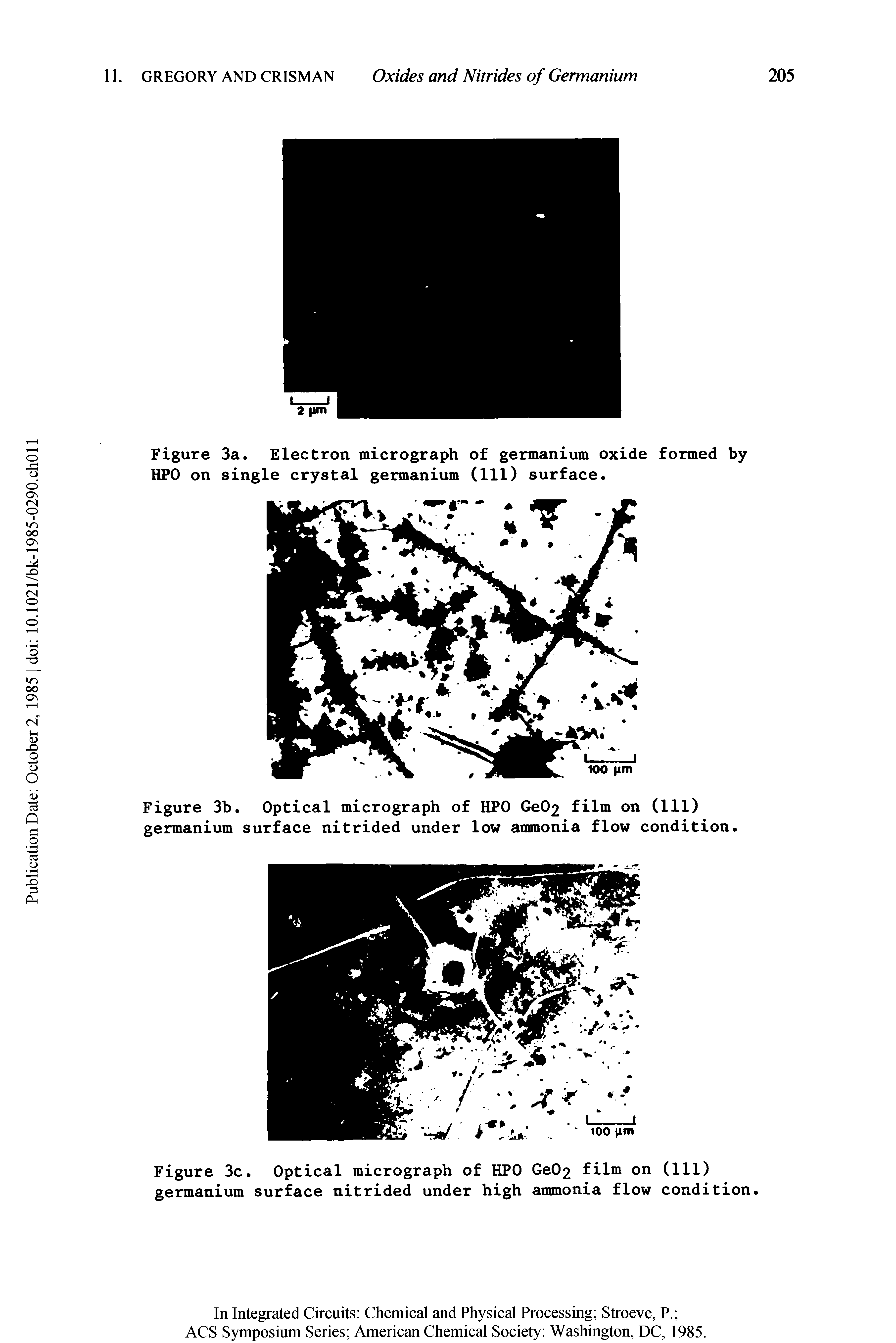 Figure 3b. Optical micrograph of HPO Ge02 film on (111) germanium surface nitrided under low ammonia flow condition.