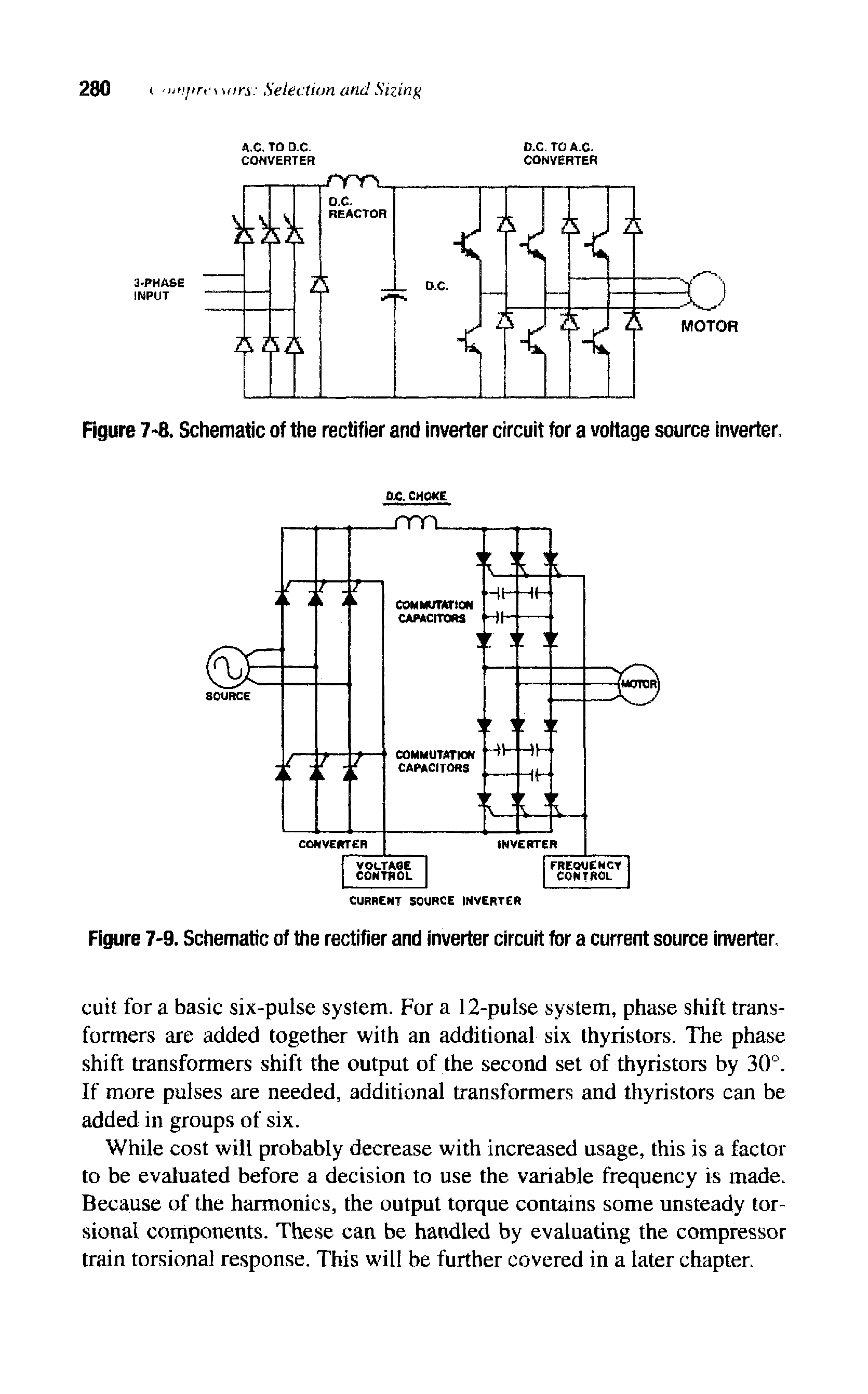 Figure 7-9. Schematic of the rectifier and inverter circuit for a current source inverter.