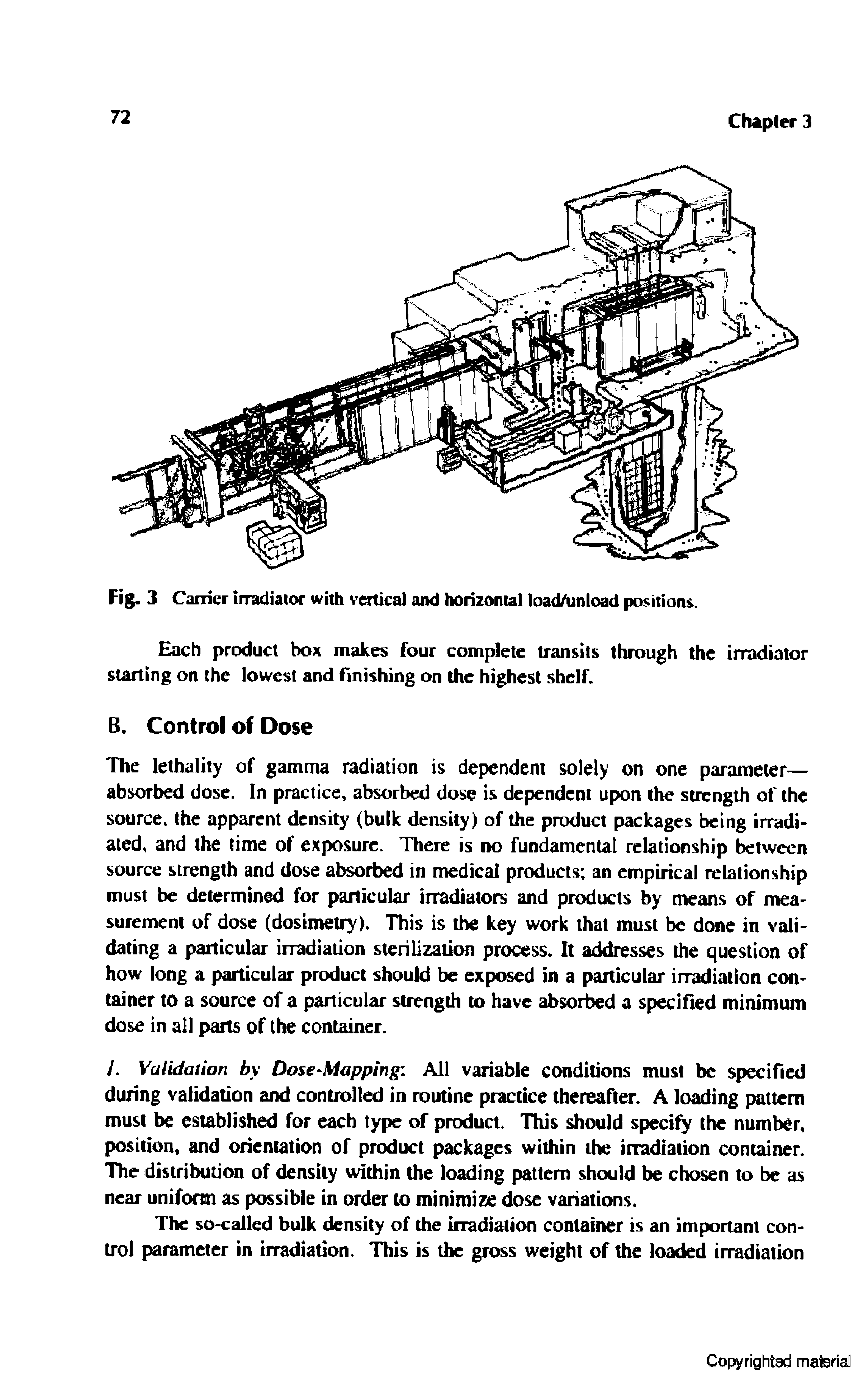 Fig. 3 Carrier irradiator with vertical ajid horizontal load/unload positions.