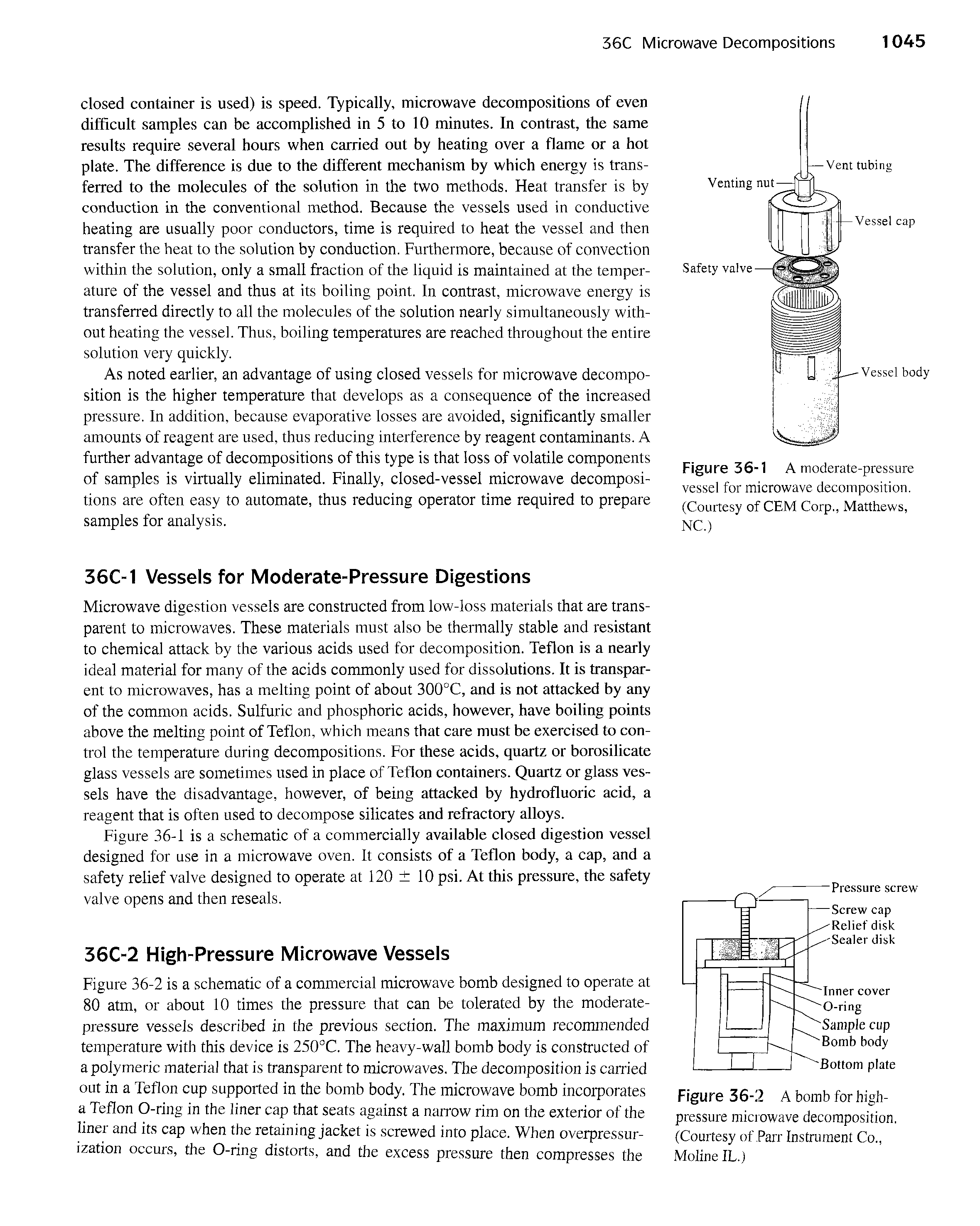 Figure 36-1 A moderate-pressure vessel for microwave decomposition. (Courtesy of CEM Corp., Matthews, NC.)...