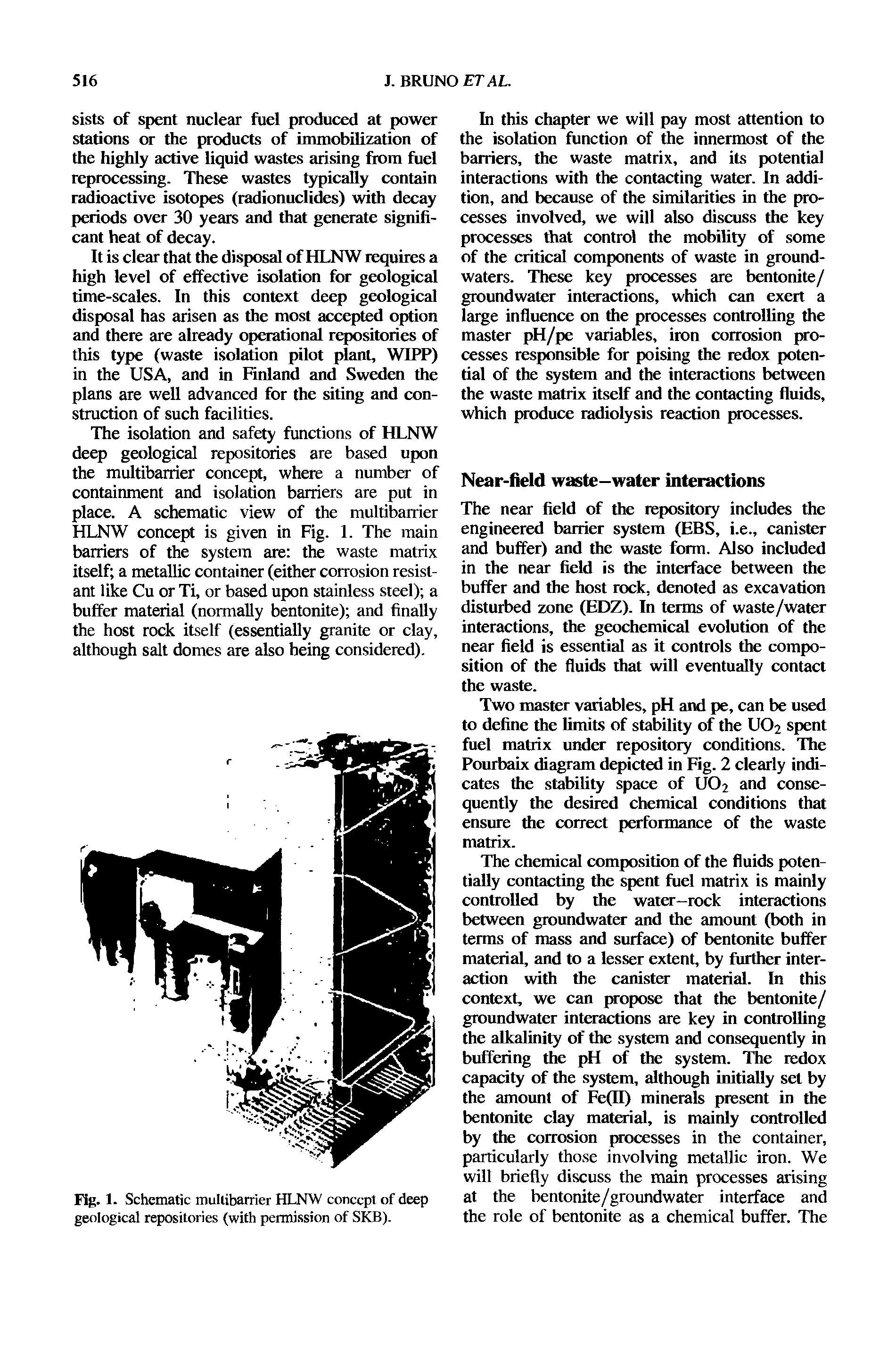 Fig. 1. Schematic mullibarrier HLNW concept of deep geological repositories (with permission of SKB).