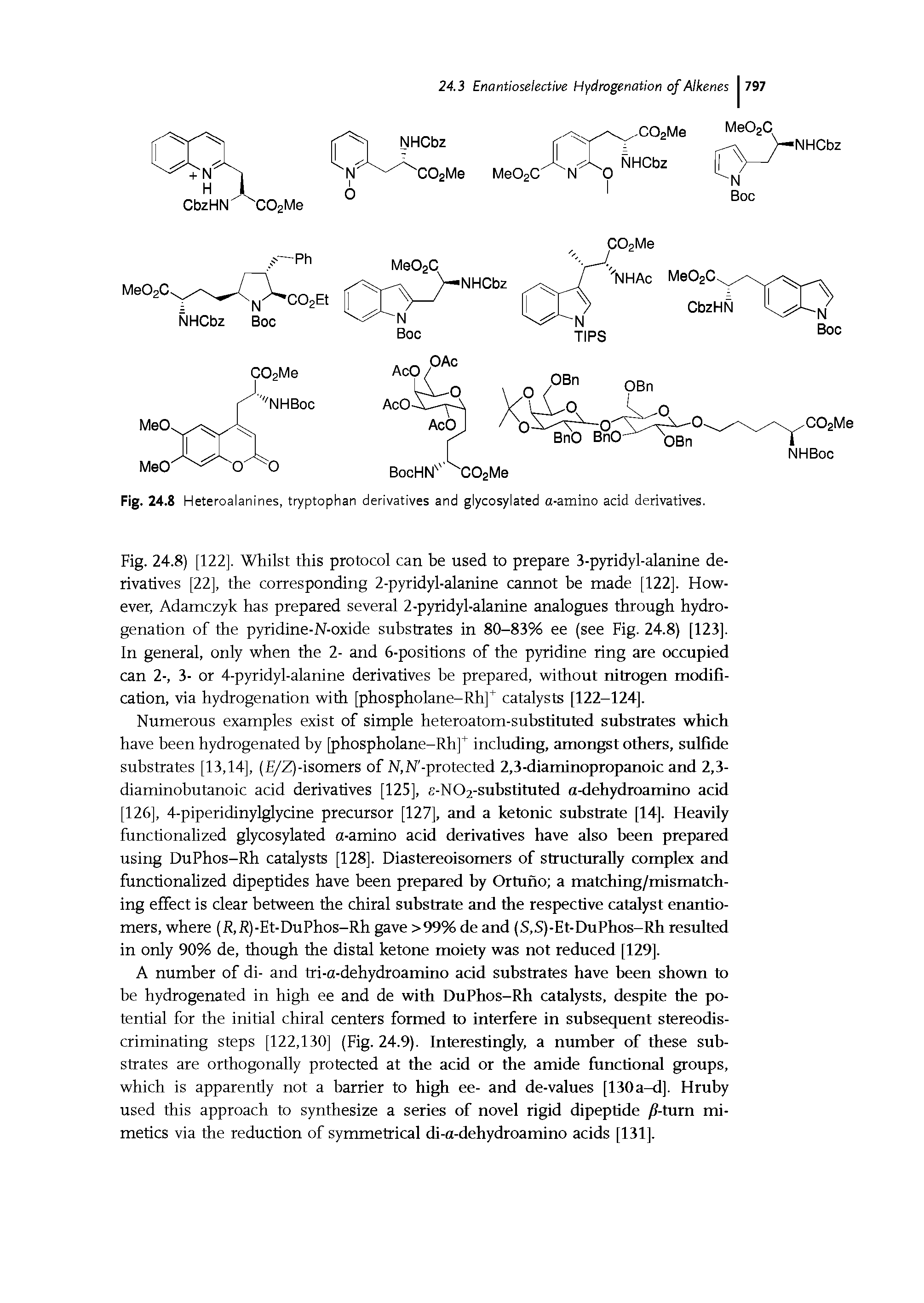 Fig. 24.8 Heteroalanines, tryptophan derivatives and glycosylated a-amino acid derivatives.