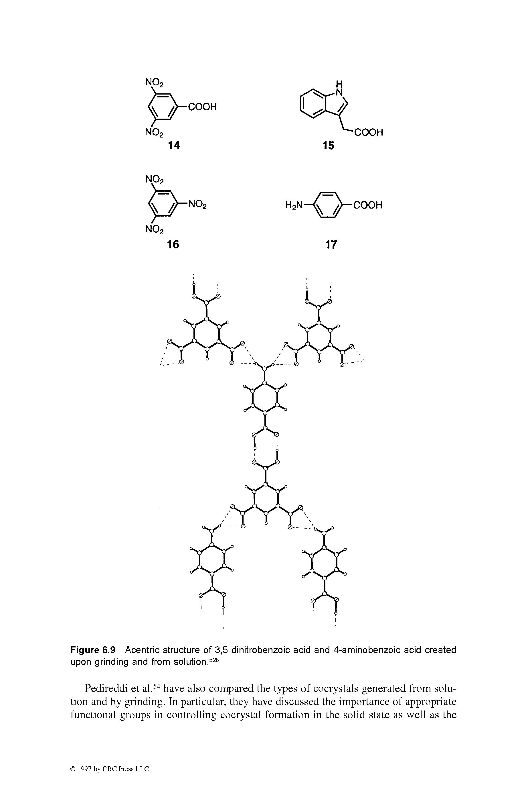 Figure 6.9 Acentric structure of 3,5 dinitrobenzoic acid and 4-aminobenzoic acid created upon grinding and from sciutionA "...