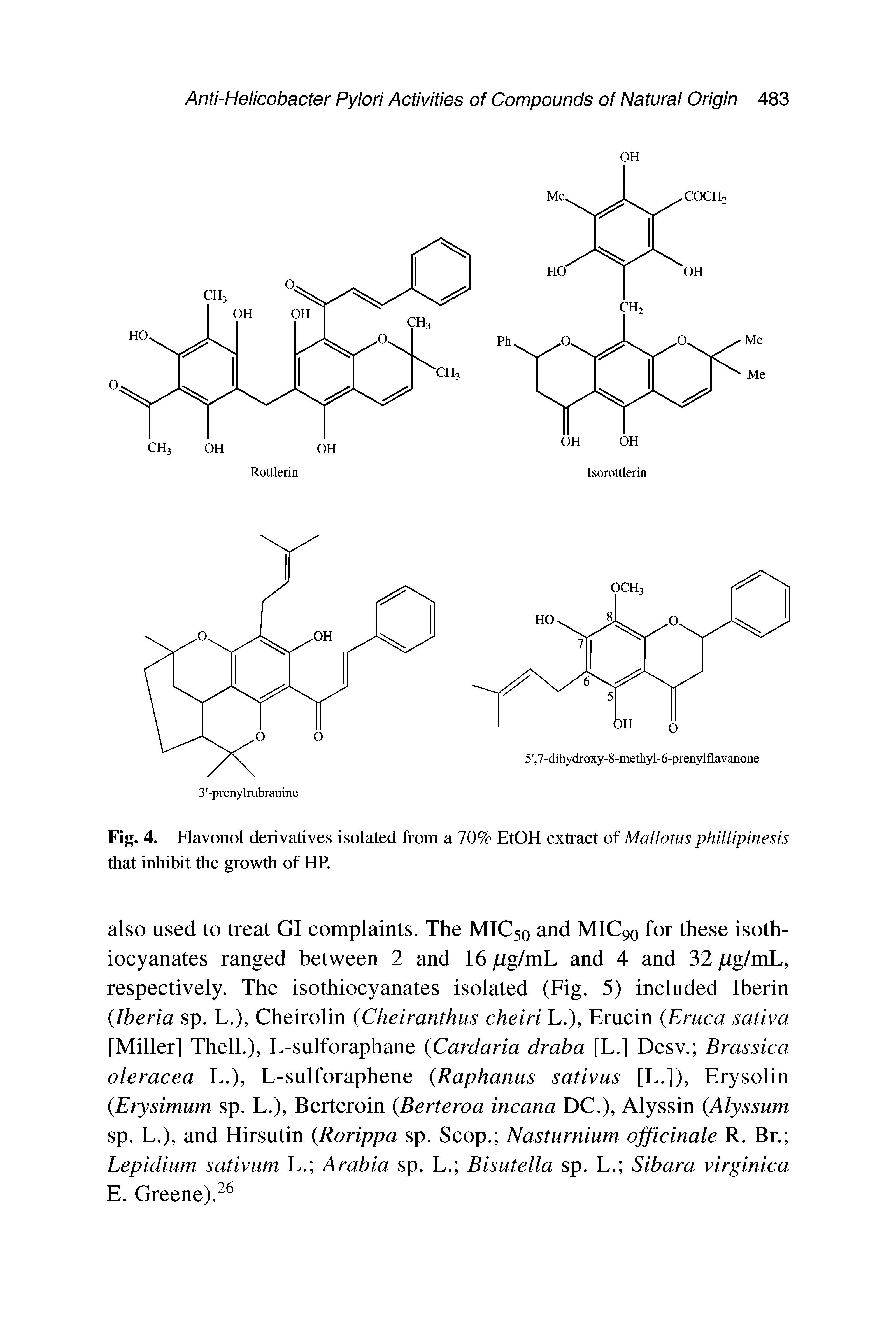 Fig. 4. Ravonol derivatives isolated from a 70% EtOH extract of Mallotus phillipinesis that inhibit the growth of HR...