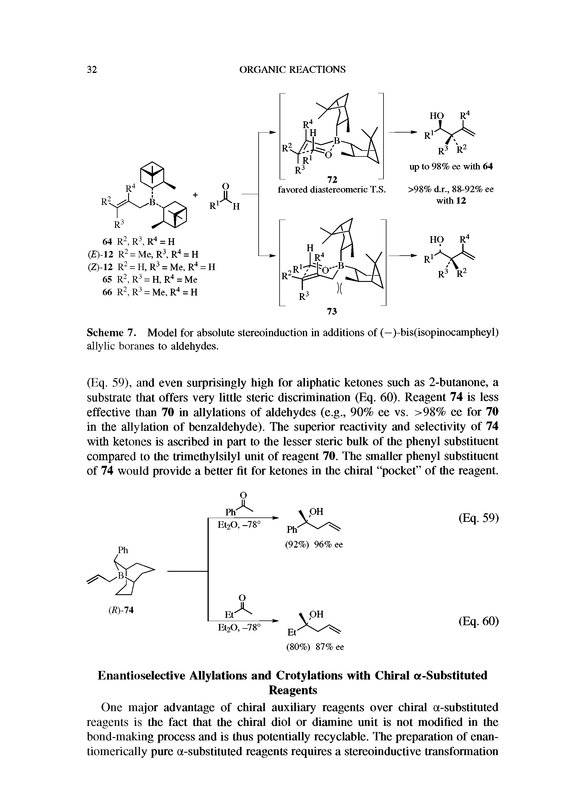 Scheme 7. Model for absolute stereoinduction in additions of (—)-bis(isopinocampheyl) allylic boranes to aldehydes.