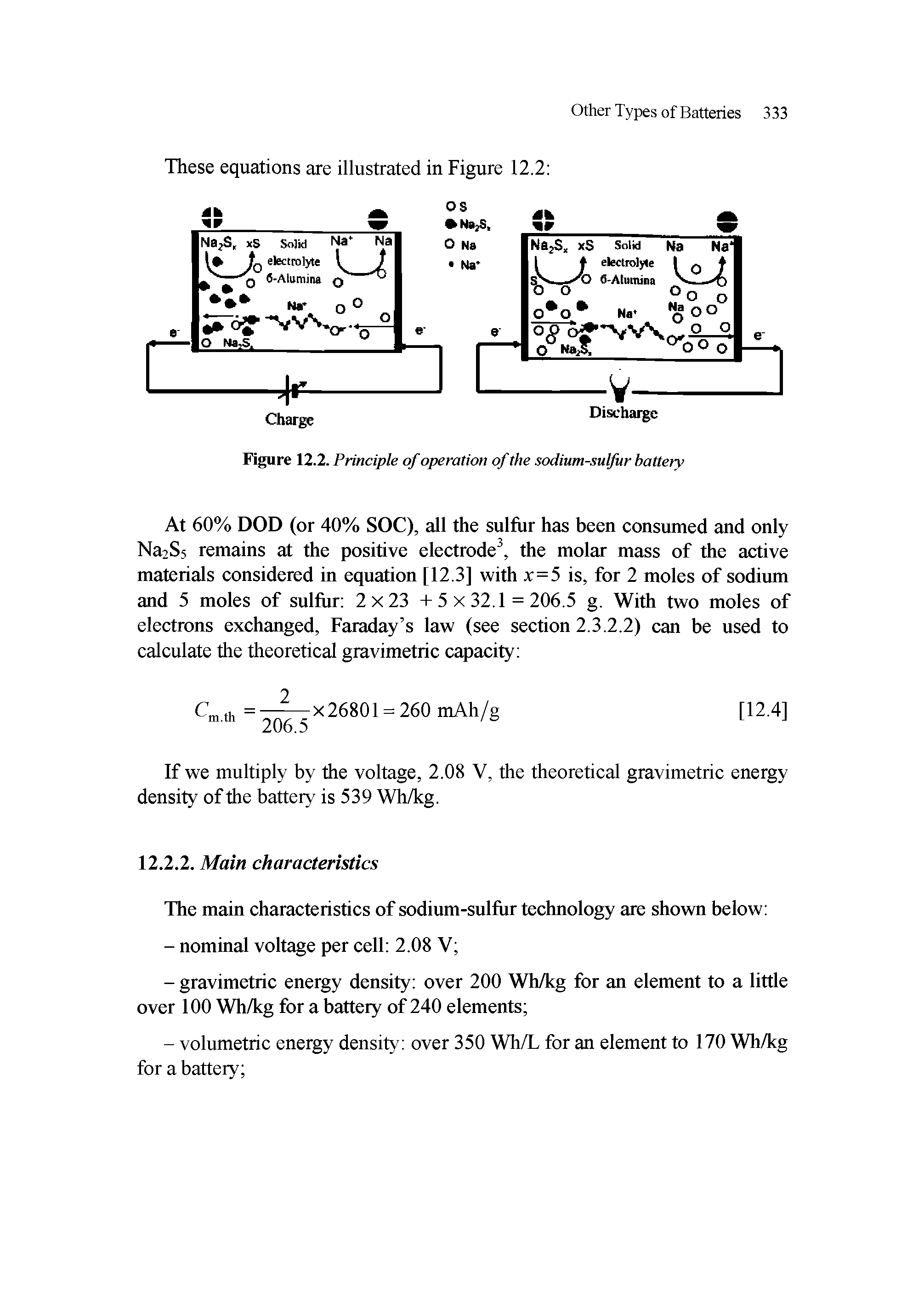 Figure 12.2. Principle of operation of the sodium-sulfur battery...