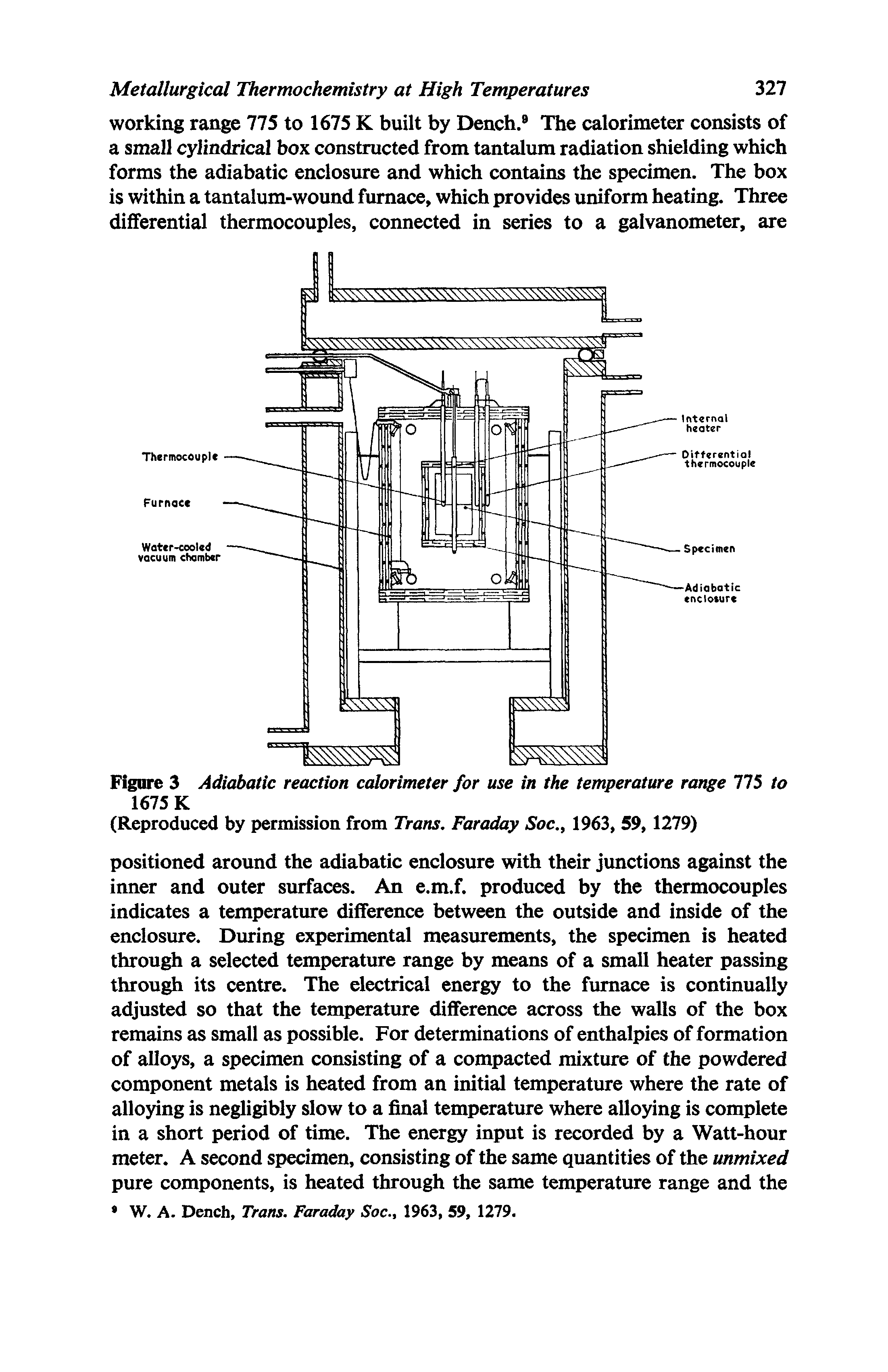 Figure 3 Adiabatic reaction calorimeter for use in the temperature range 775 to 1675 K...