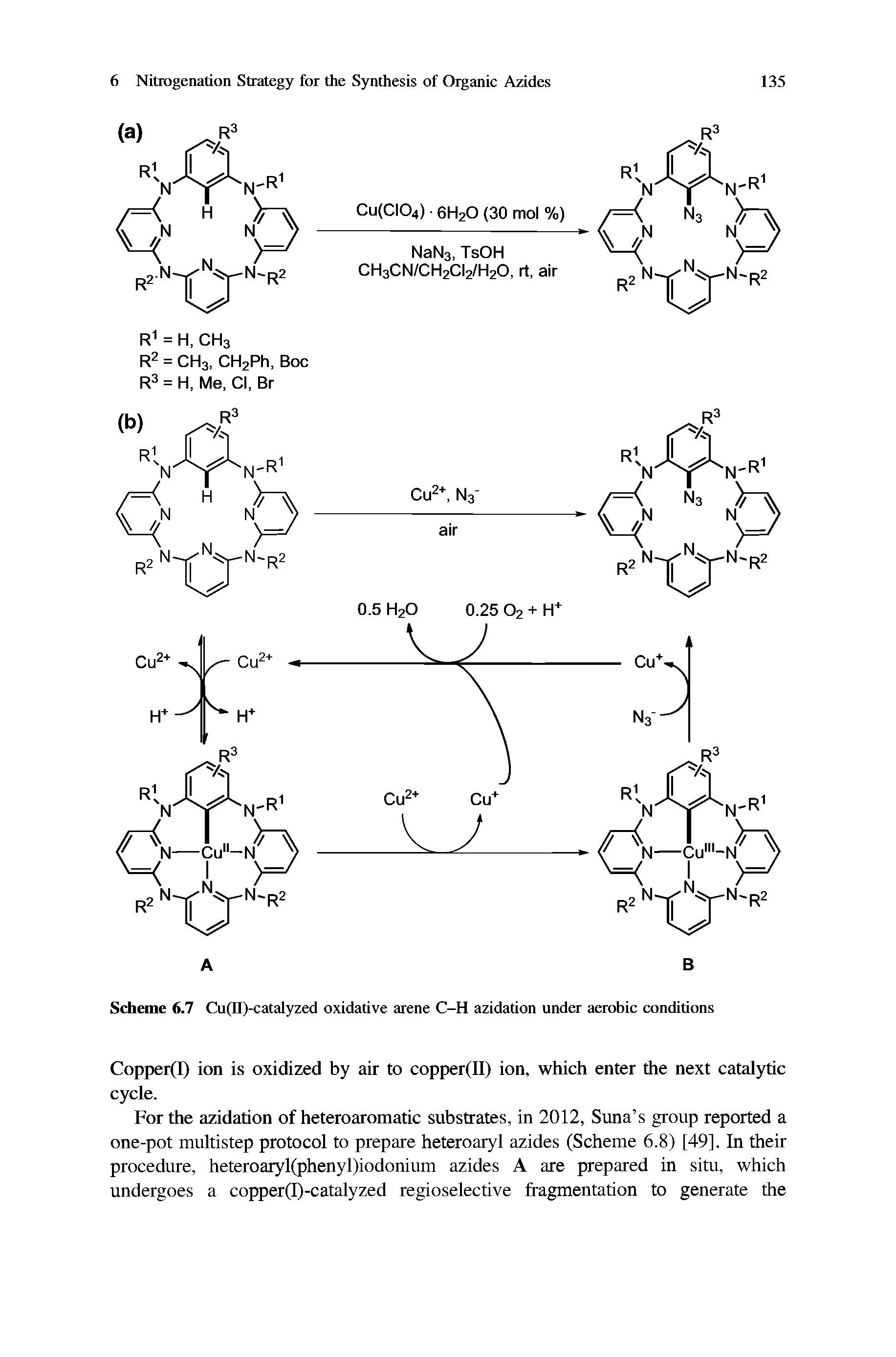 Scheme 6.7 Cu(ll)-catalyzed oxidative arene C-H azidation under aerobic conditions...