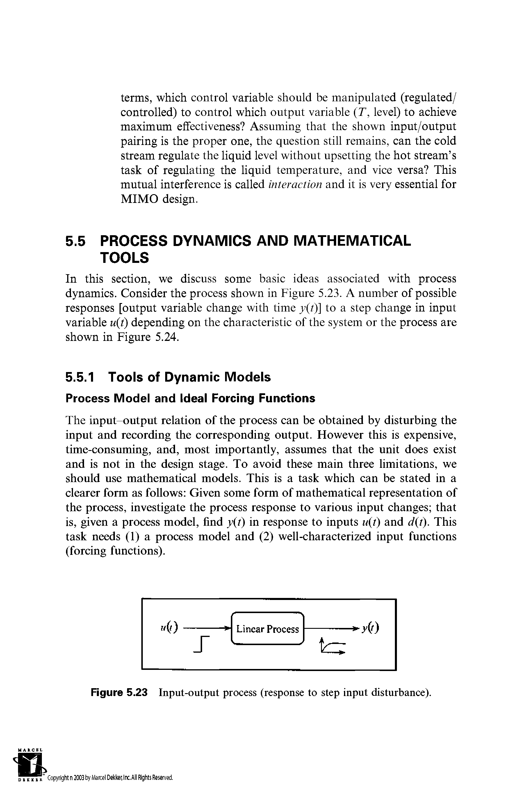 Figure 5.23 Input-output process (response to step input disturbance).