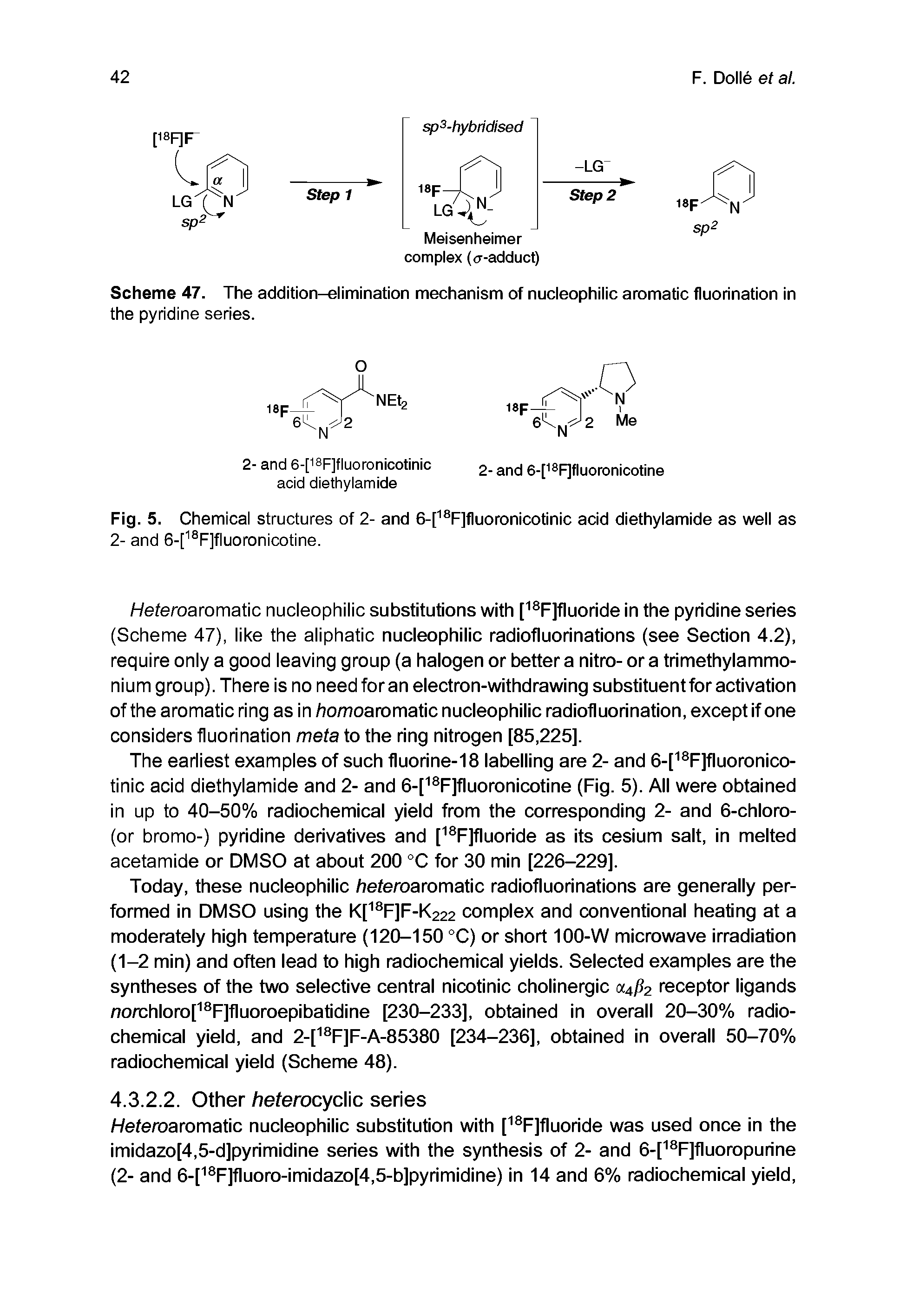Fig. 5. Chemical structures of 2- and 6-[ F]fluoronicotinic acid diethylamide as well as 2- and 6-[ F]fluoronicotine.