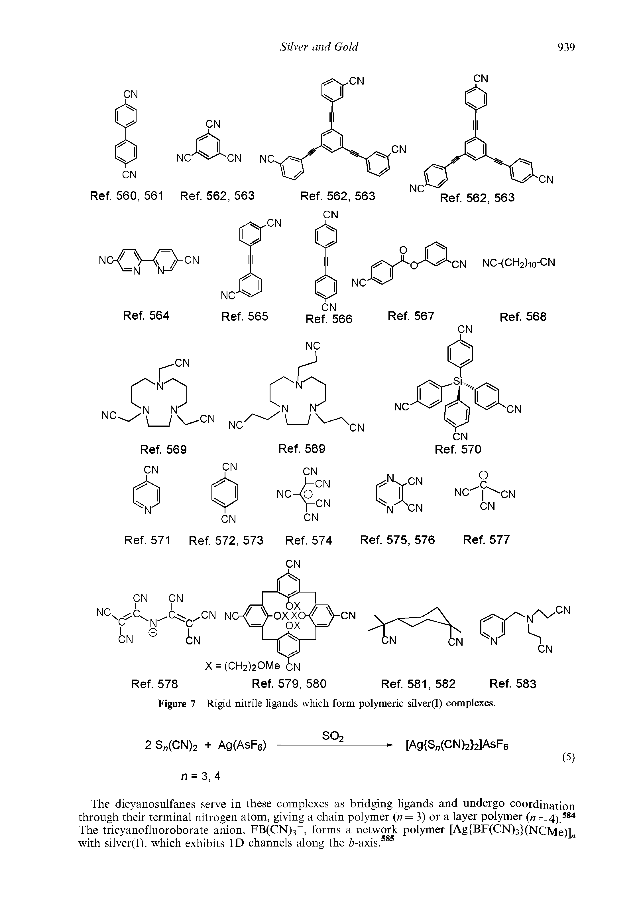 Figure 7 Rigid nitrile ligands which form polymeric silver(I) complexes.