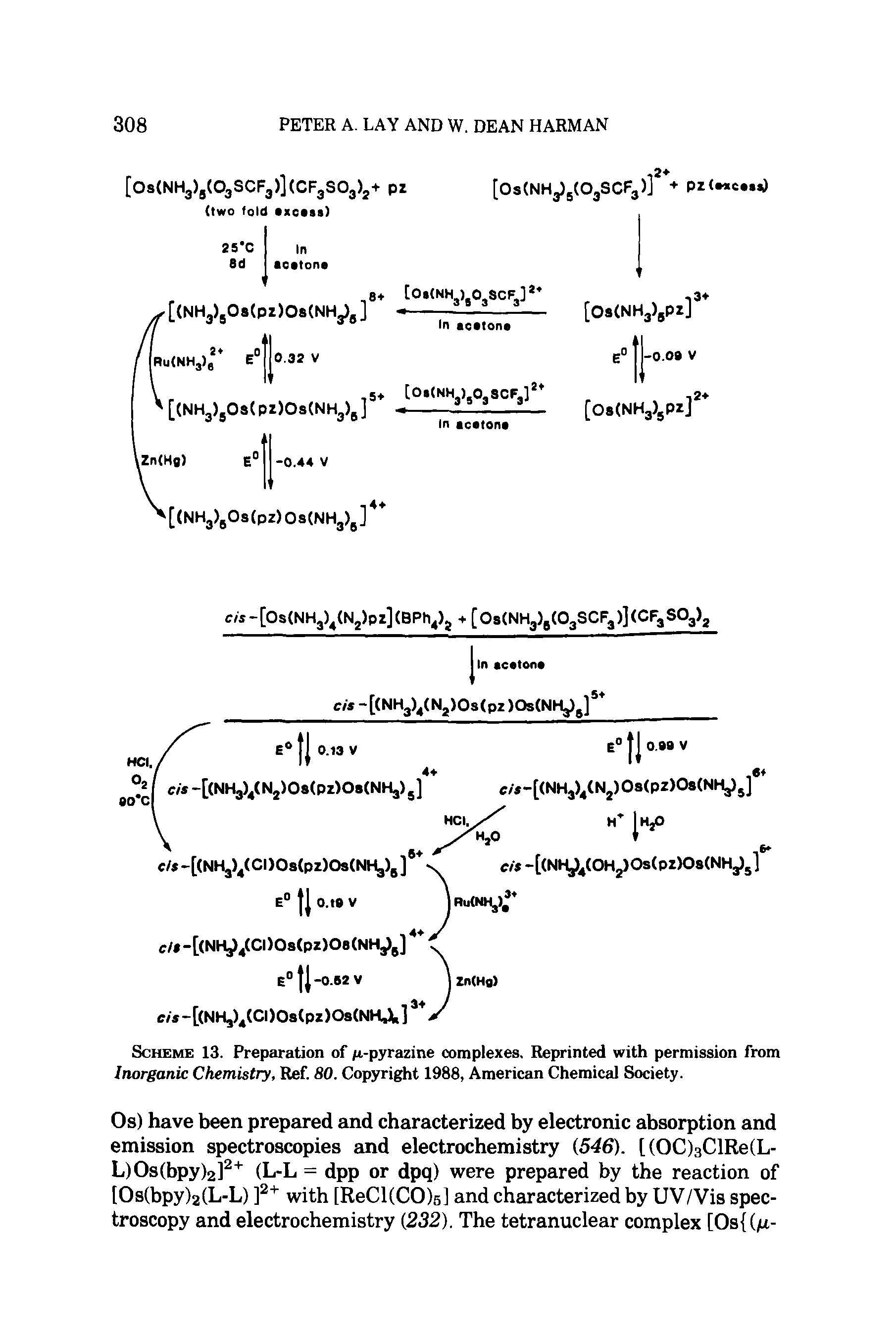 Scheme 13. Preparation of p.-pyrazine complexes. Reprinted with permission from Inorganic Chemistry, Ref. 80. Copyright 1988, American Chemical Society.