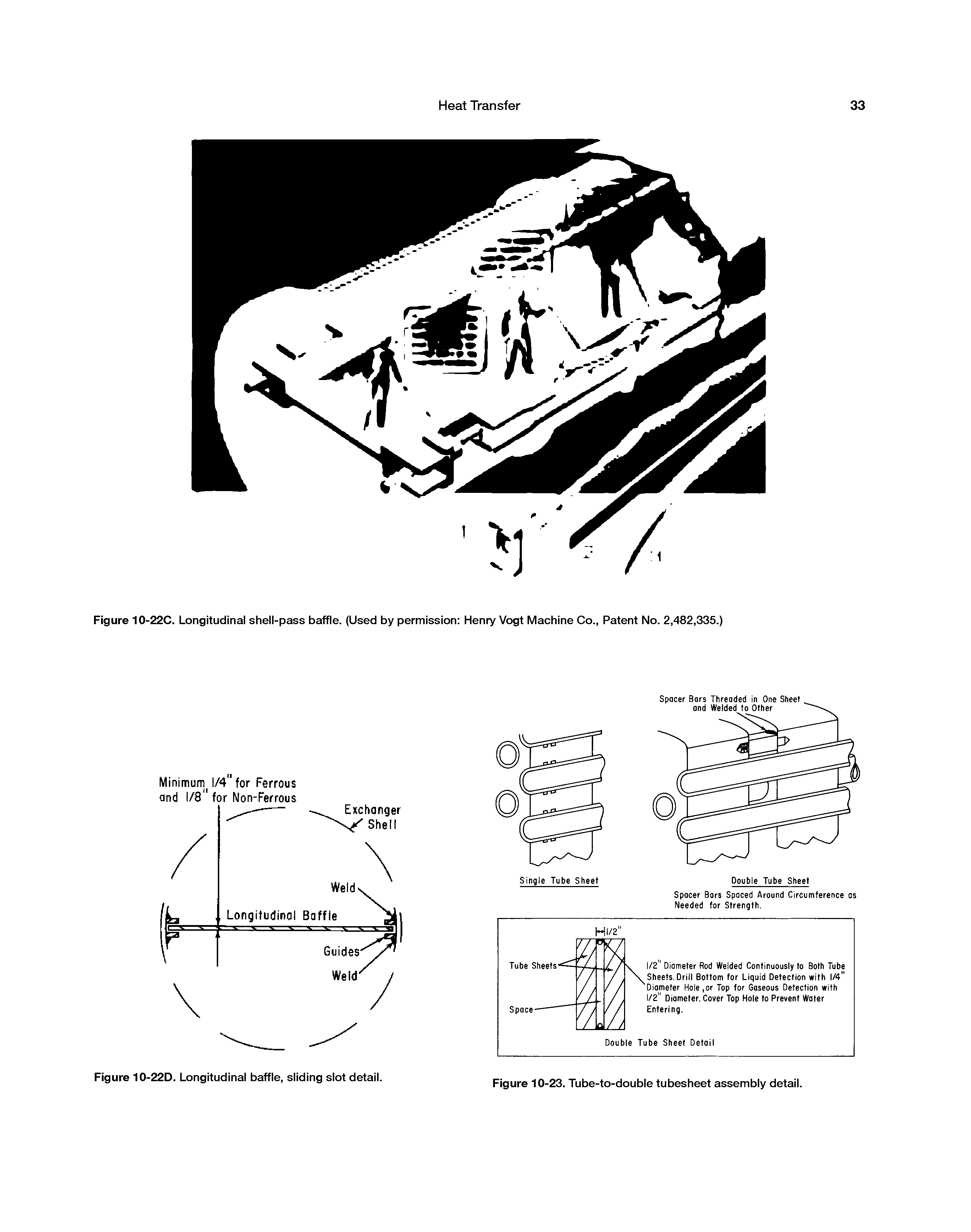 Figure 10-22C. Longitudinal shell-pass baffle. (Used by permission Henry Vogt Machine Co., Patent No. 2,482,335.)...