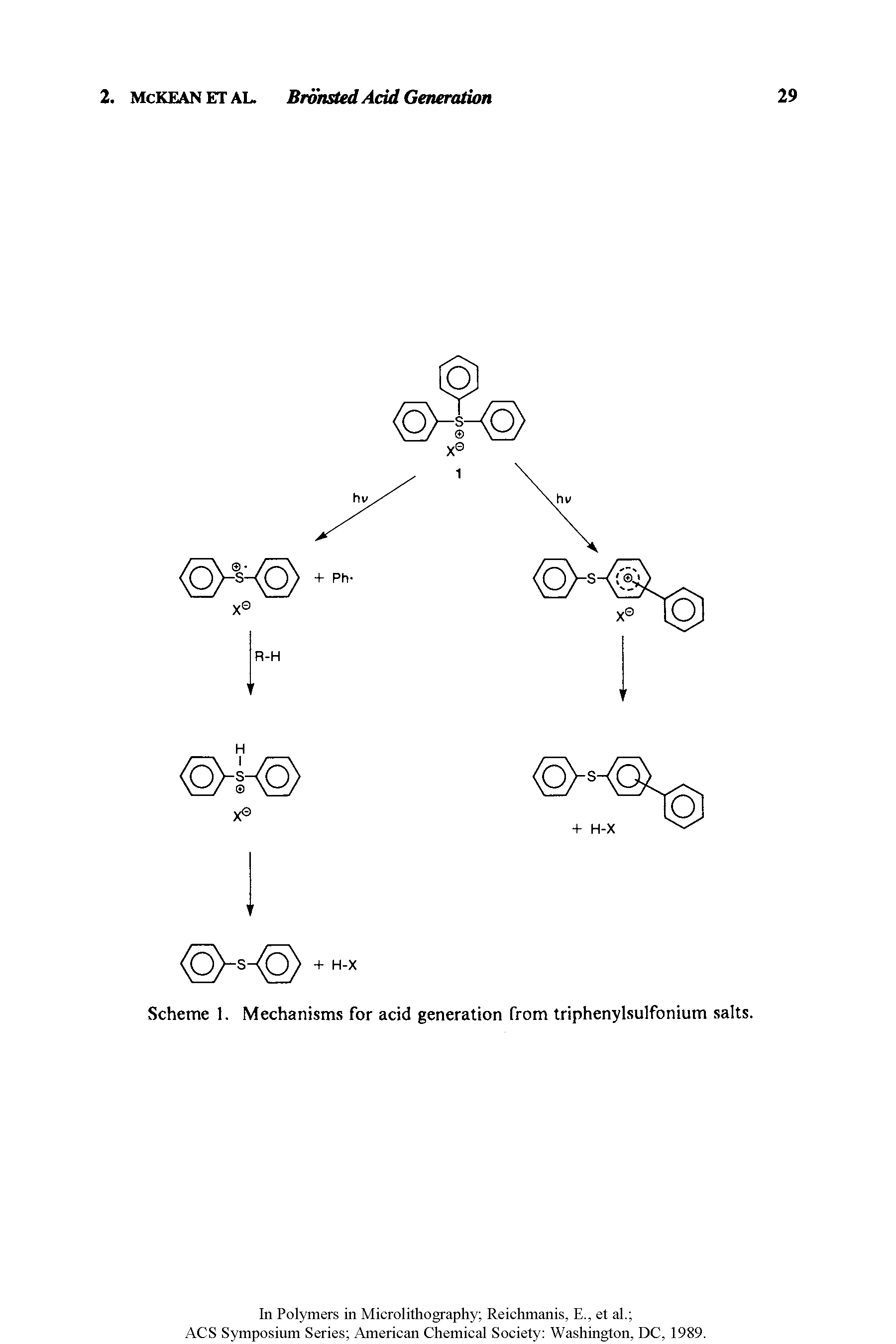 Scheme 1. Mechanisms for acid generation from triphenylsulfonium salts.