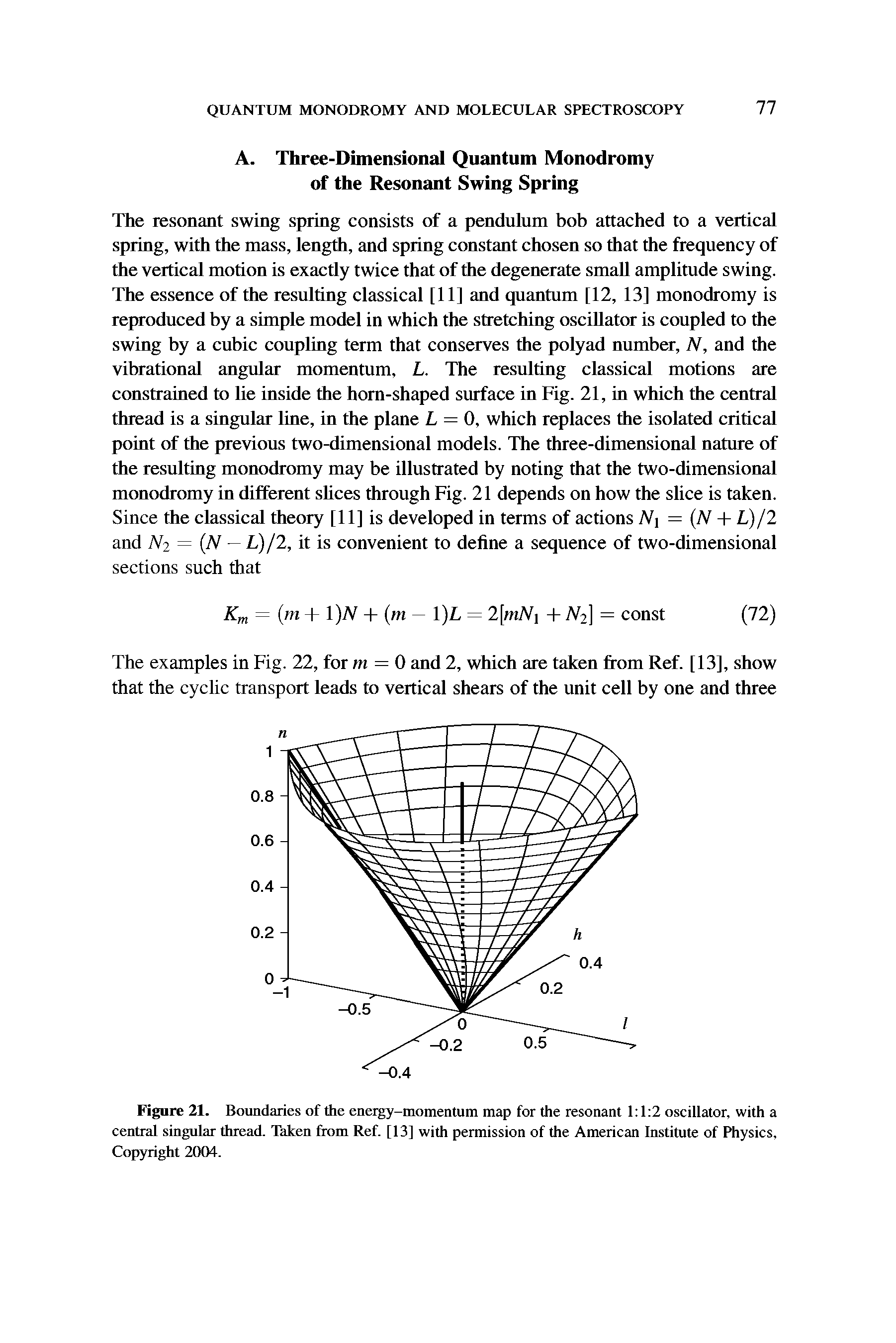 Figure 21. Boundaries of the energy-momentum map for the resonant 1 1 2 oscillator, with a central singular thread. Taken from Ref. [13] with permission of the American Institute of Physics, Copyright 2004.
