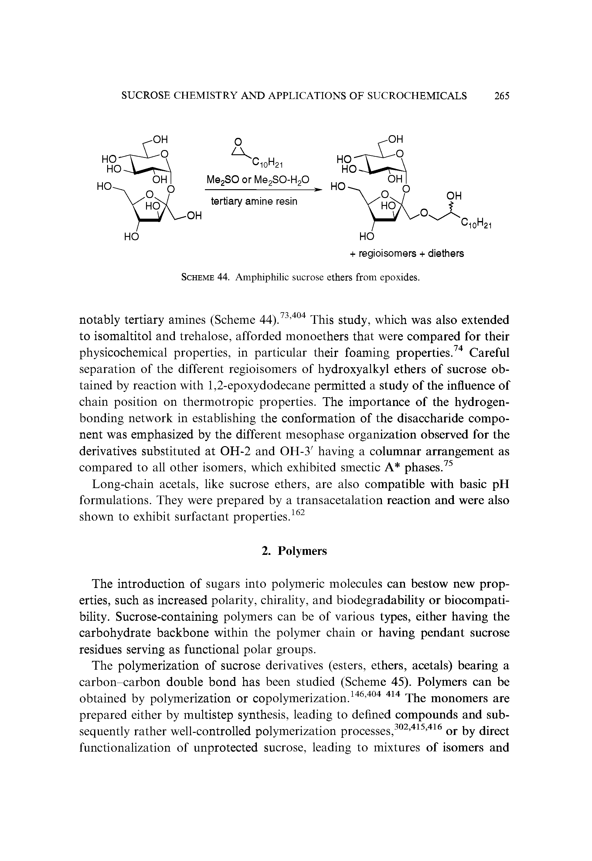 Scheme 44. Amphiphilic sucrose ethers from epoxides.