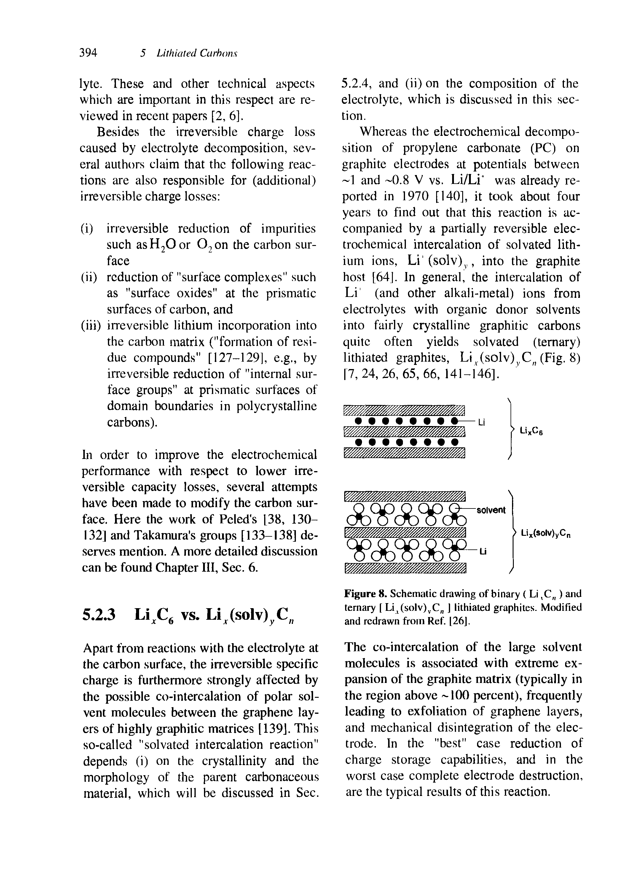 Figure 8. Schematic drawing of binary ( Li, C ) and ternary [ Lftsolv. C, ] lithiated graphites. Modified and redrawn from Ref. [26],...