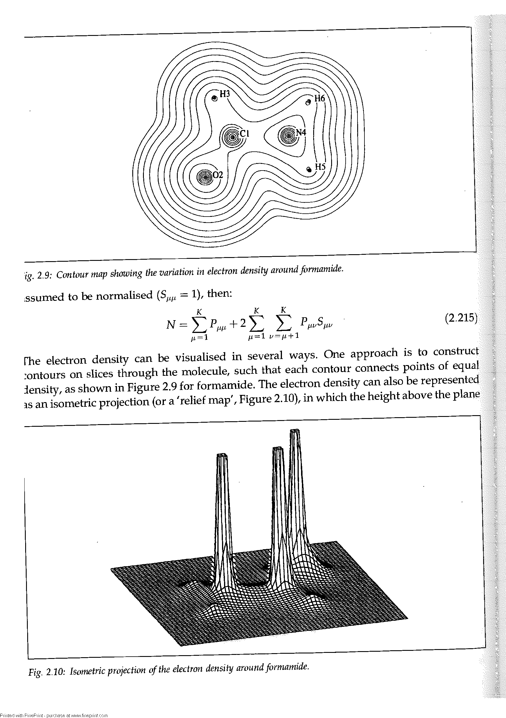 Fig. 2.10 Isometric projection of the electron density around formamide.