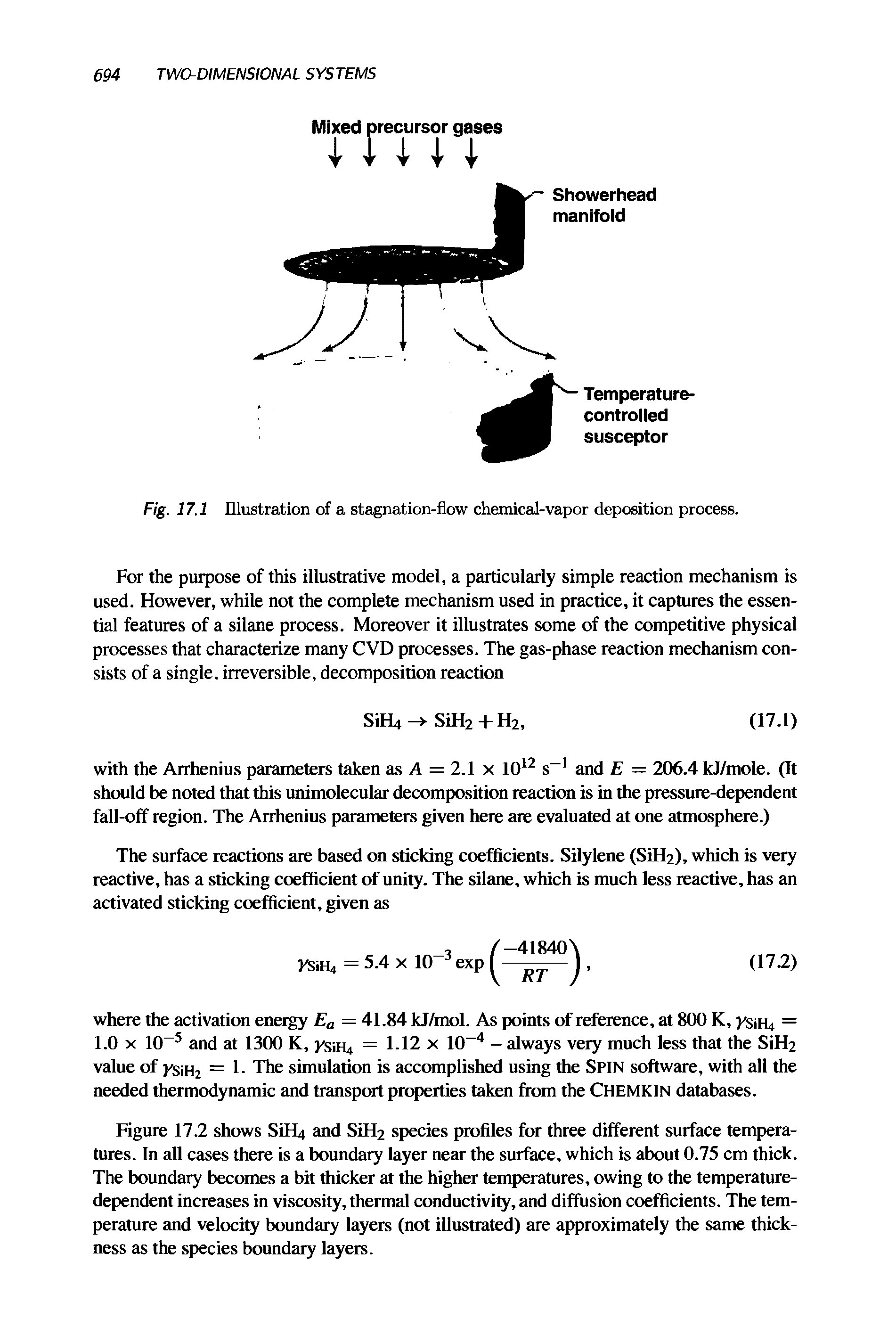 Fig. 17.1 Illustration of a stagnation-flow chemical-vapor deposition process.