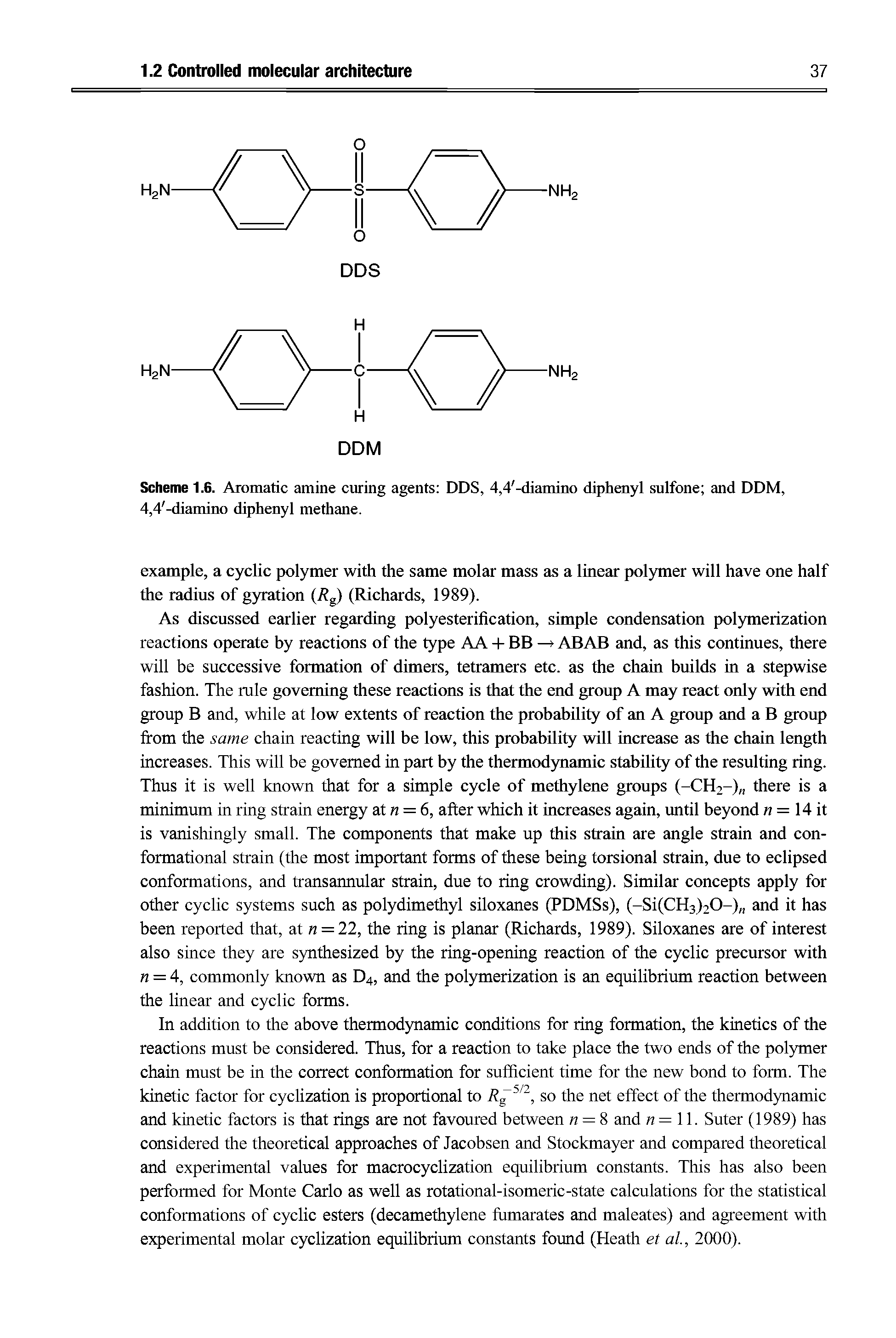 Scheme 1.6. Aromatic amine curing agents DDS, 4,4 -diamino diphenyl sulfone and DDM, 4,4 -diamino diphenyl methane.