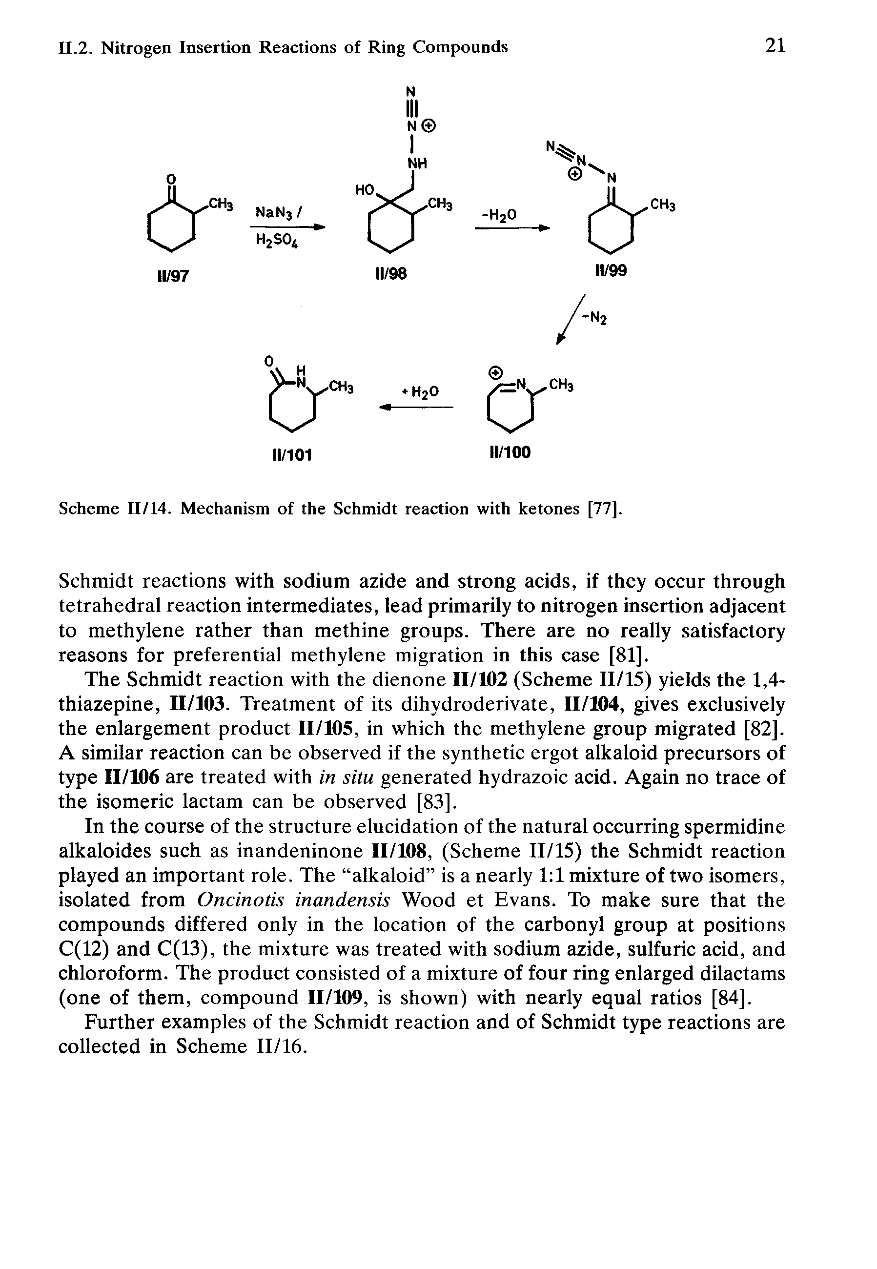 Scheme 11/14. Mechanism of the Schmidt reaction with ketones [77].
